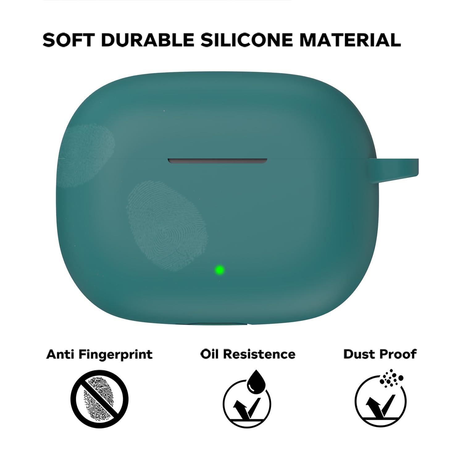 Sounce Earphone Case Cover Compatible for Realme Buds T300, Soft Silicone Skin Case Cover Shock-Absorbing Protective Case with Keychain [Front LED Visible](Green)