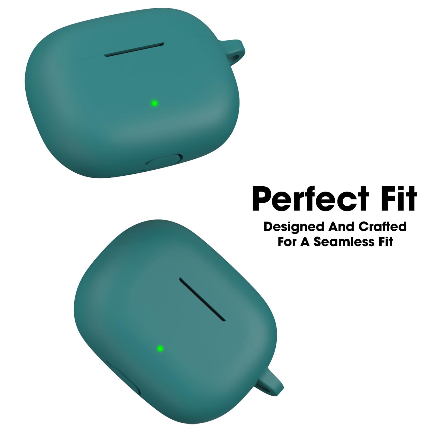 Sounce Earphone Case Cover Compatible for Realme Buds T300, Soft Silicone Skin Case Cover Shock-Absorbing Protective Case with Keychain [Front LED Visible](Green)