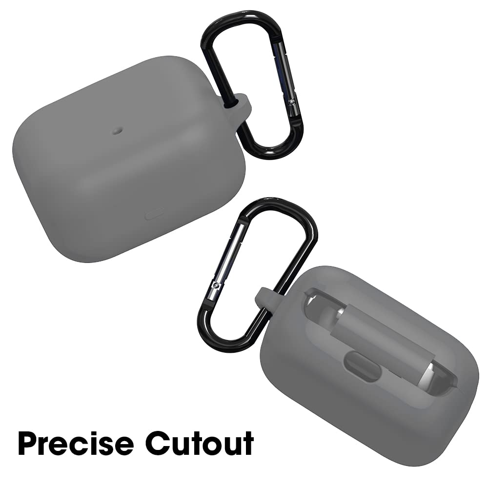 Sounce Earphone Case Cover Compatible for Realme Air Buds 3s, Soft Silicone Skin Case Cover Shock-Absorbing Protective Case with Keychain [Front LED Visible] (Grey)
