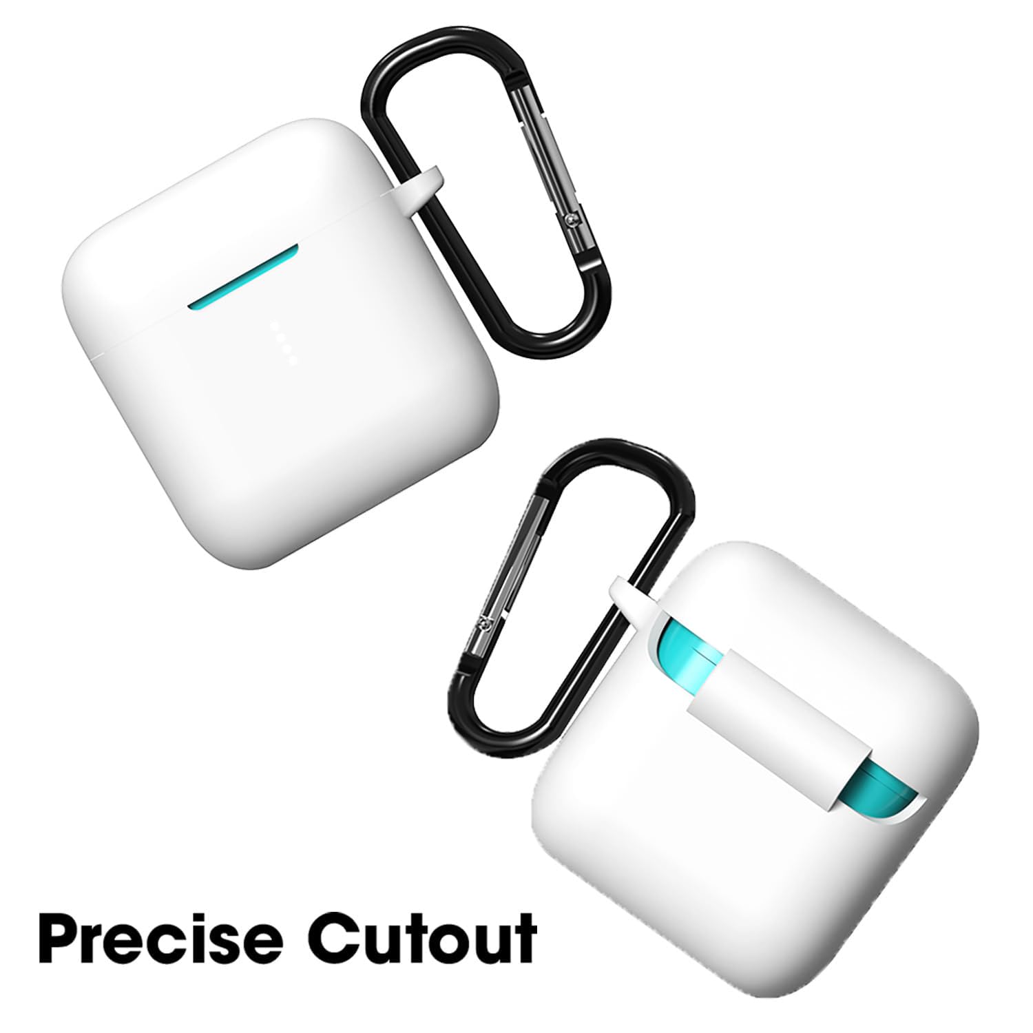 Sounce Earphone Case Cover Compatible with Boat Airdopes 141, Soft Silicone Skin Case Cover Shock-Absorbing Protective Case with Keychain [Front LED Visible] – White