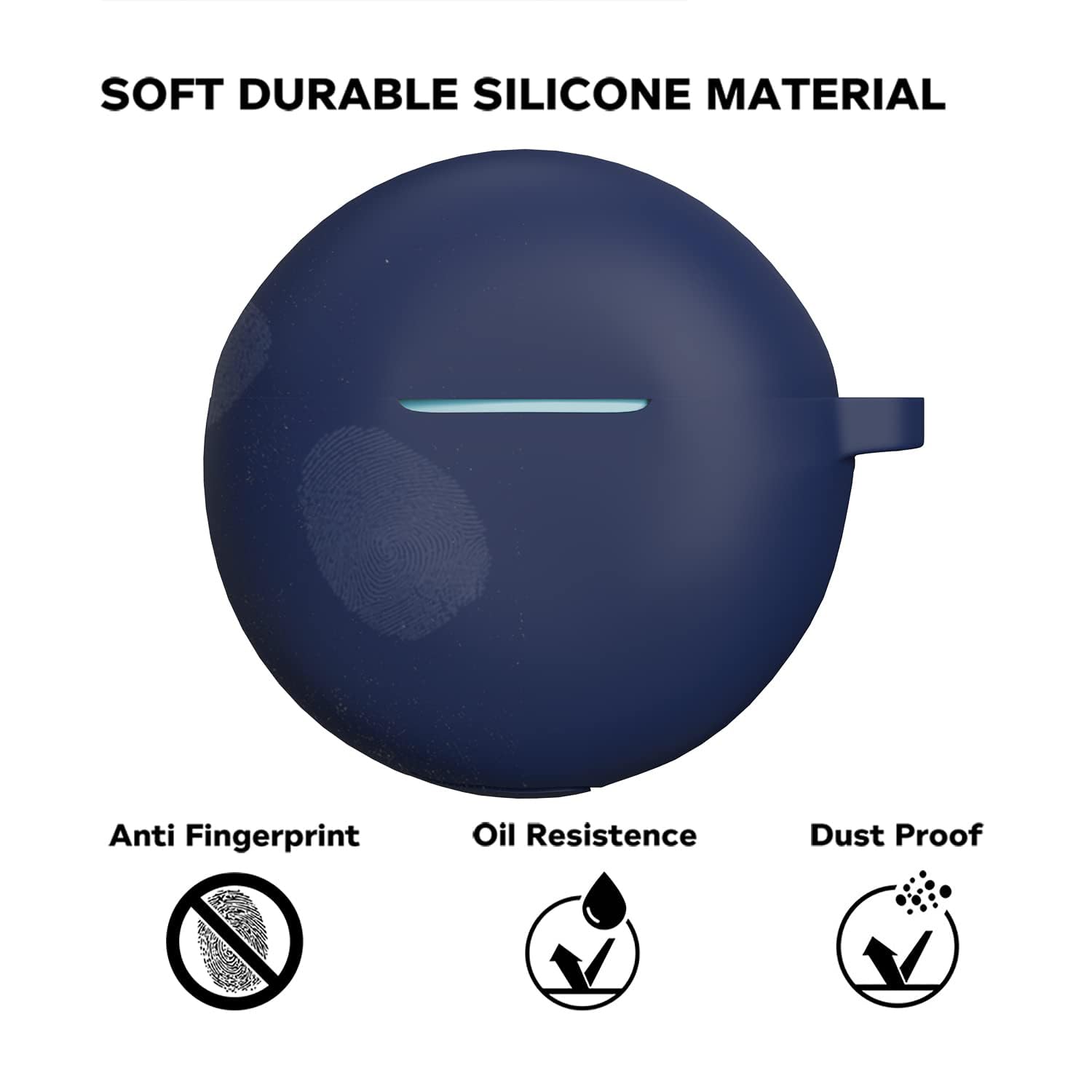 Sounce Portable Silicone Case Cover Scratch-Resistant, Non-Slip Grip, Carabiner Clip Compatible with Keychain for Oppo Enco Buds 2 Full Protection Shockproof Case Cover Anti Fall Anti Dust (Blue)
