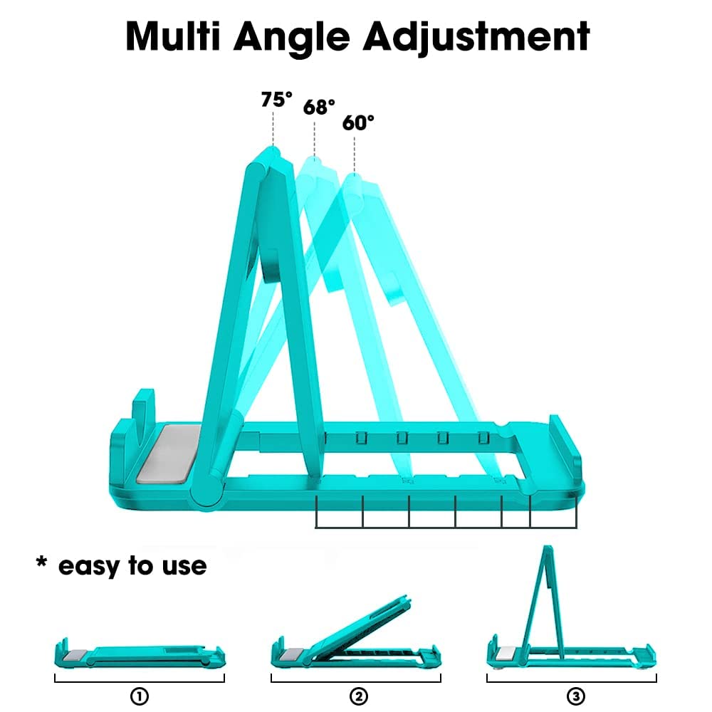 Sounce Indoor Entertainment & Watching a Movie Multi Angle Tablet/Mobile Stand. For iPhone, Android.Portable, Foldable Stand. Perfect for Bed, Office, Home, Gift and Desktop (Pack of 2) (Black - Cyan)