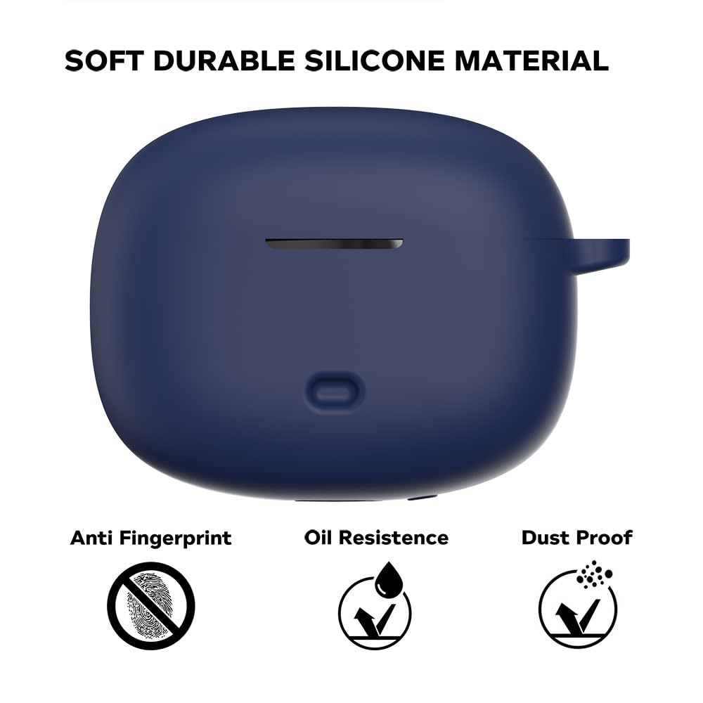 Sounce Earphone Case Cover Compatible for Boat Nirvana Ion, Soft Silicone Skin Case Cover Shock-Absorbing Protective Case with Keychain [Front LED Visible](Blue)