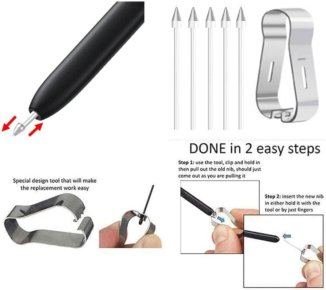 Sounce Stylus Pen Nib Replacement Nibs for Samsung S Pen Refill Tool Set Compatible with Spen Tab S6 S7+ Lite Note10 Note20 Nib Tip (Stylus Pen Not Included) - White