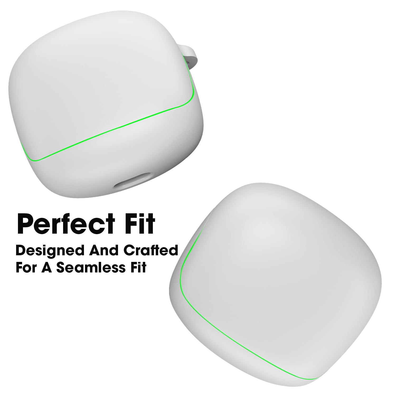 Sounce Earphone Case Cover for Boult Audio Z40 Gaming TWS Soft Silicone Skin Case Cover Shock Absorbing Protective Case with Keychain [Front LED Visible] - White