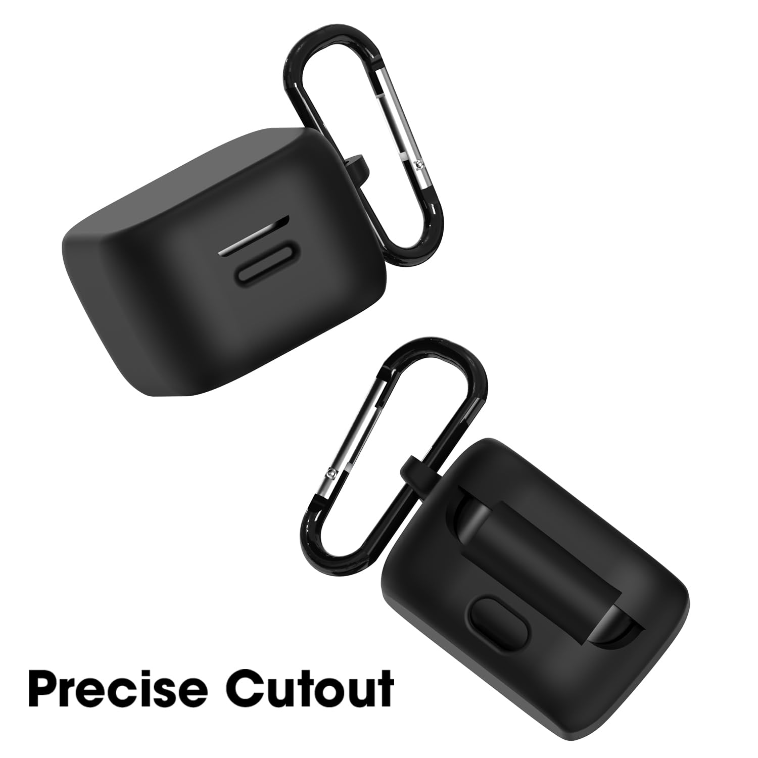 Sounce Earphone Case Cover Compatible for Boat Airdopes Fuel, Soft Silicone Skin Case Cover Shock-Absorbing Protective Case with Keychain [Front LED Visible](Black)