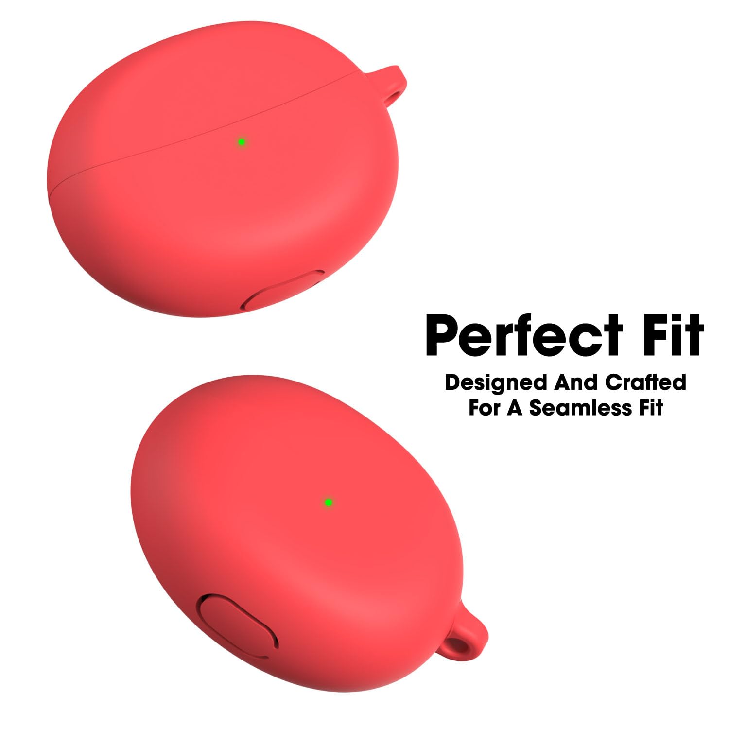 Sounce Earphone Case Cover Compatible for Oppo Enco Air 2 Pro, Soft Silicone Skin Case Cover Shock-Absorbing Protective Case with Keychain [Front LED Visible] (Red)