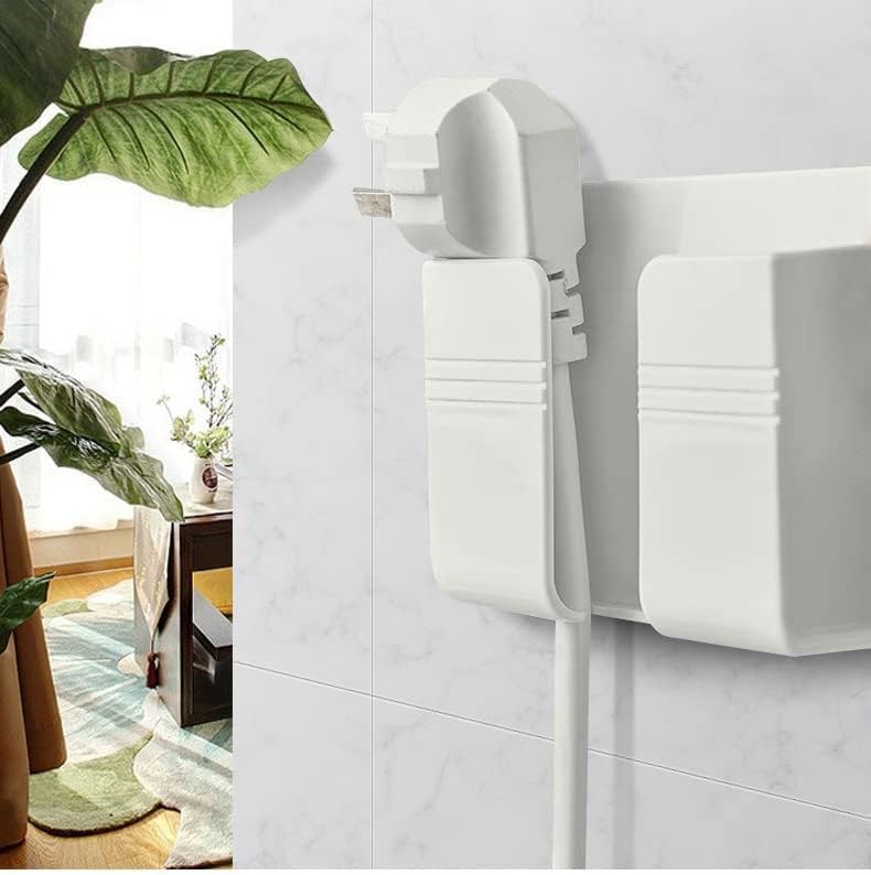 Sounce Wall Mount Mobile Holder Storage Case for TV/AC Remote, Wall Mounted Mobile Stand, Multi Purpose Stand with Hole for Phone Charging (White) (Pack of 2)