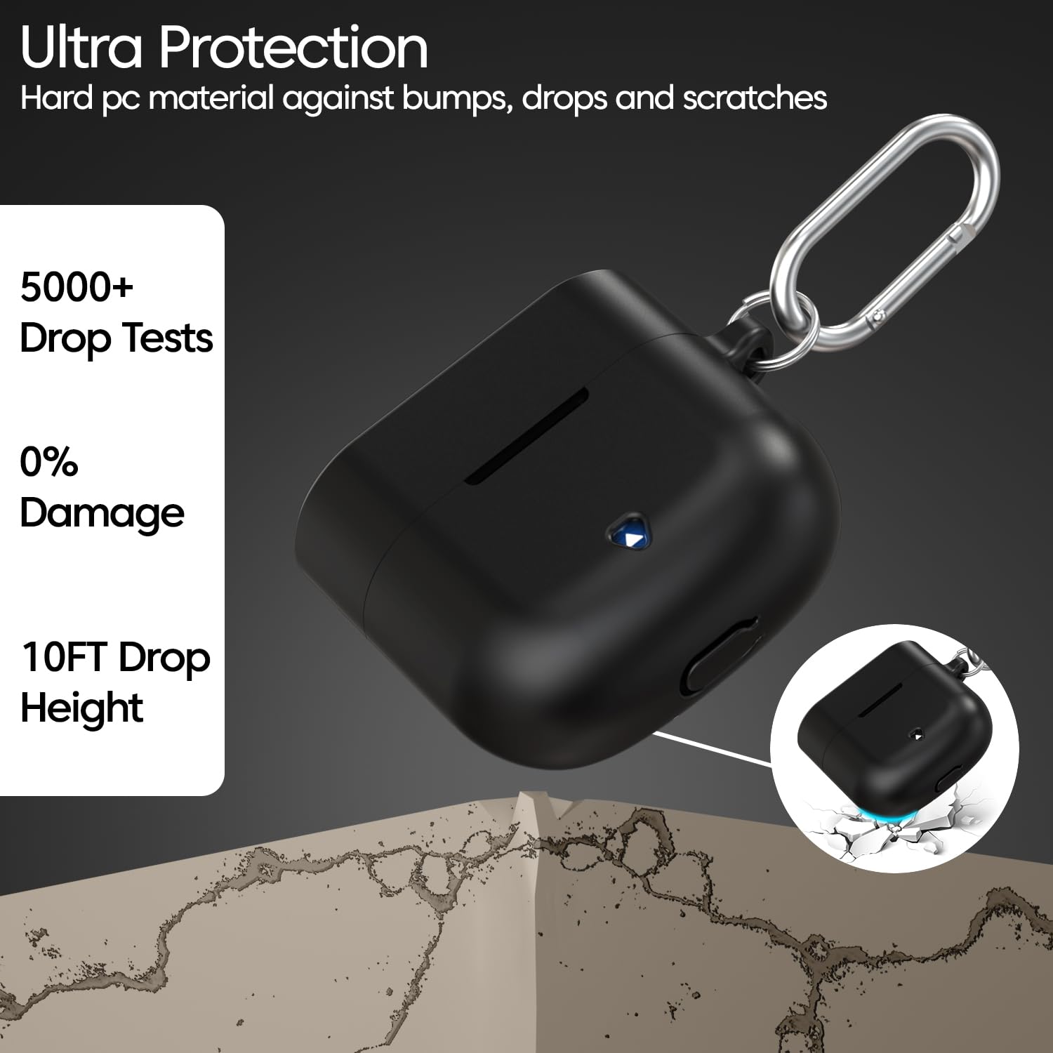 Sounce Silicone Case Cover for Boat Airdopes 91 Prime, Soft Protective Shockproof Shell with Anti-Loss Keychain Clip, Dustproof and Scratch-Resistant Design, Secure Fit with Protection – Black