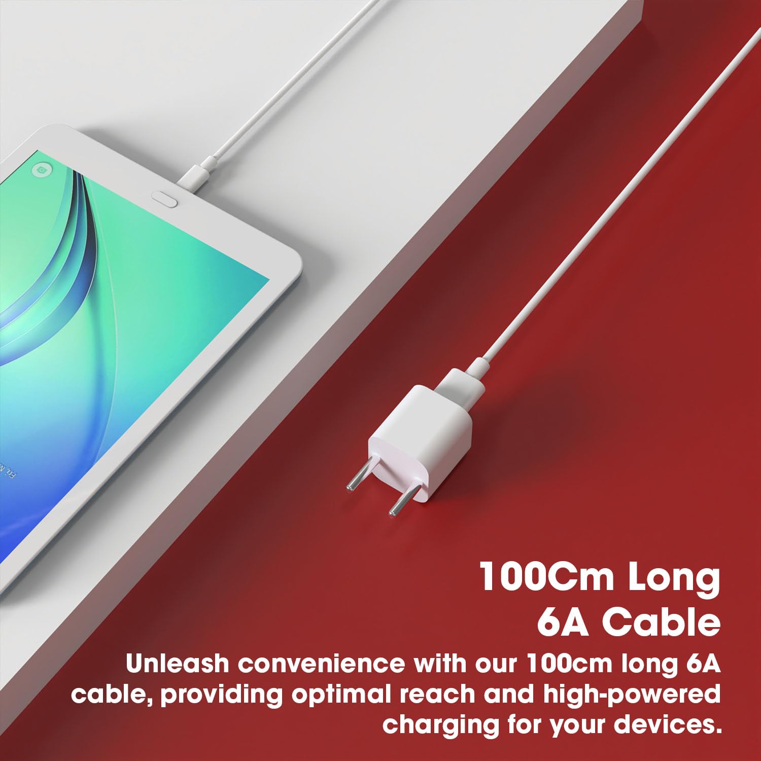 33W USB to Type-C Hypercharge Cable by Sounce | 3A Fast Charging & 480Mbps Sync Cord for Xiaomi, Redmi & Other Type-C Devices – White (1m)