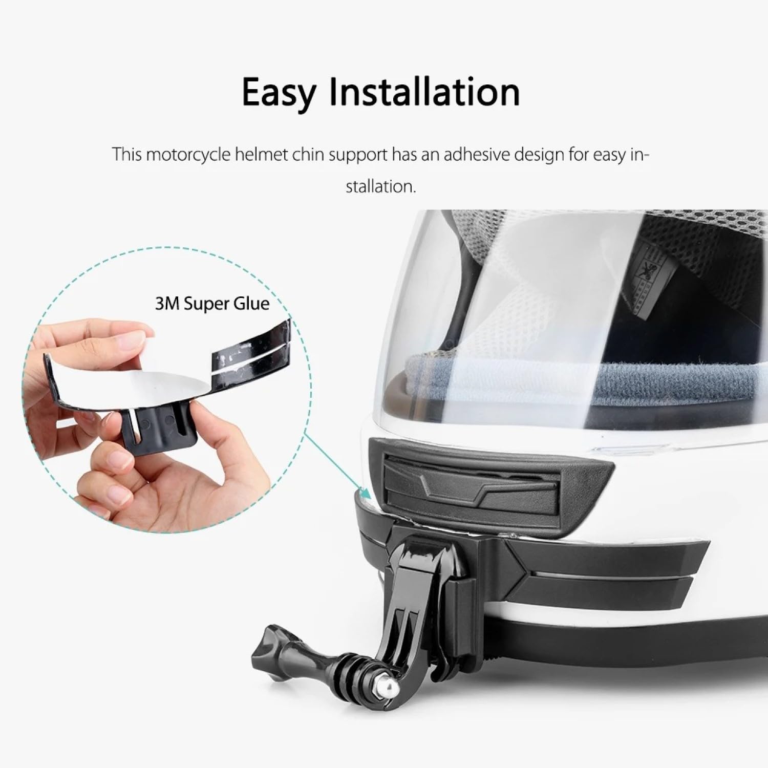 Sounce Action-cam Compatible Chin Mount for Motorcycle Helmets | Secure and Convenient for GoPro and Action Cameras | 3M VHB Tape