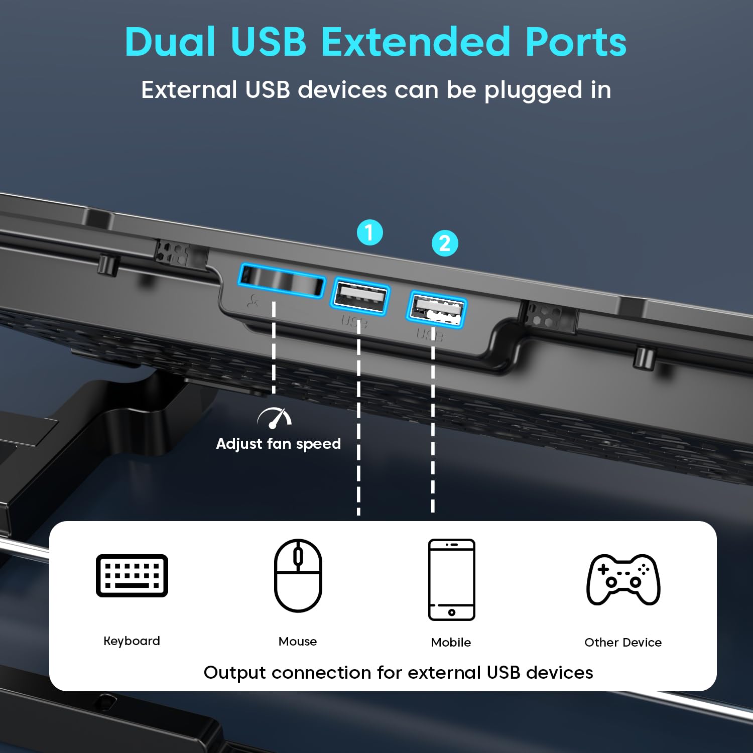 Sounce NC5500D Dual Fan Laptop Cooler with Silent Operation, Fan Speed Adjustment, Smart Display Panel, 5-Level Foldable Stand & Phone Holder – Black