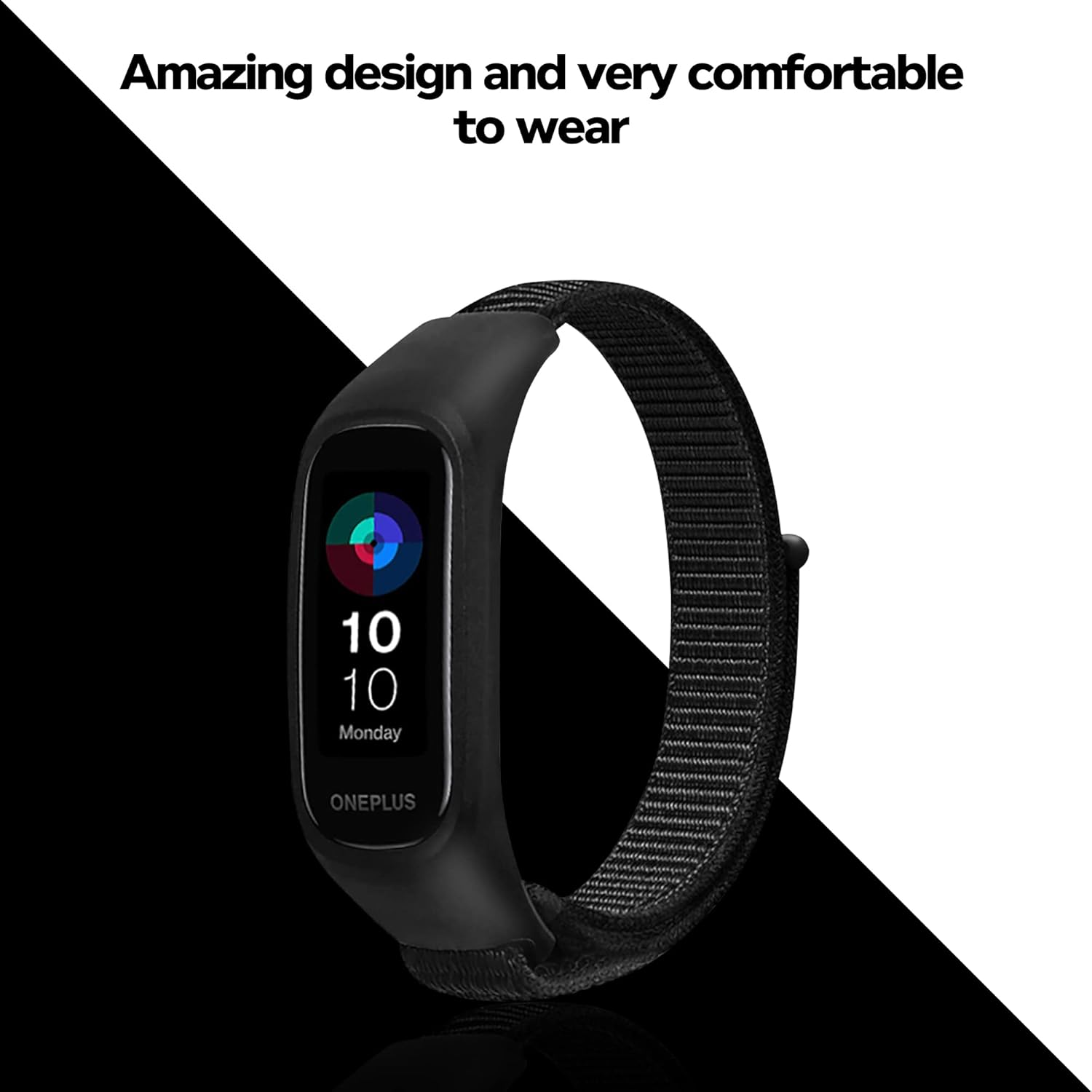 Sounce Black Nylon Adjustable Band Strap Compatible for Oneplus Smart Band & Oppo Smart Band