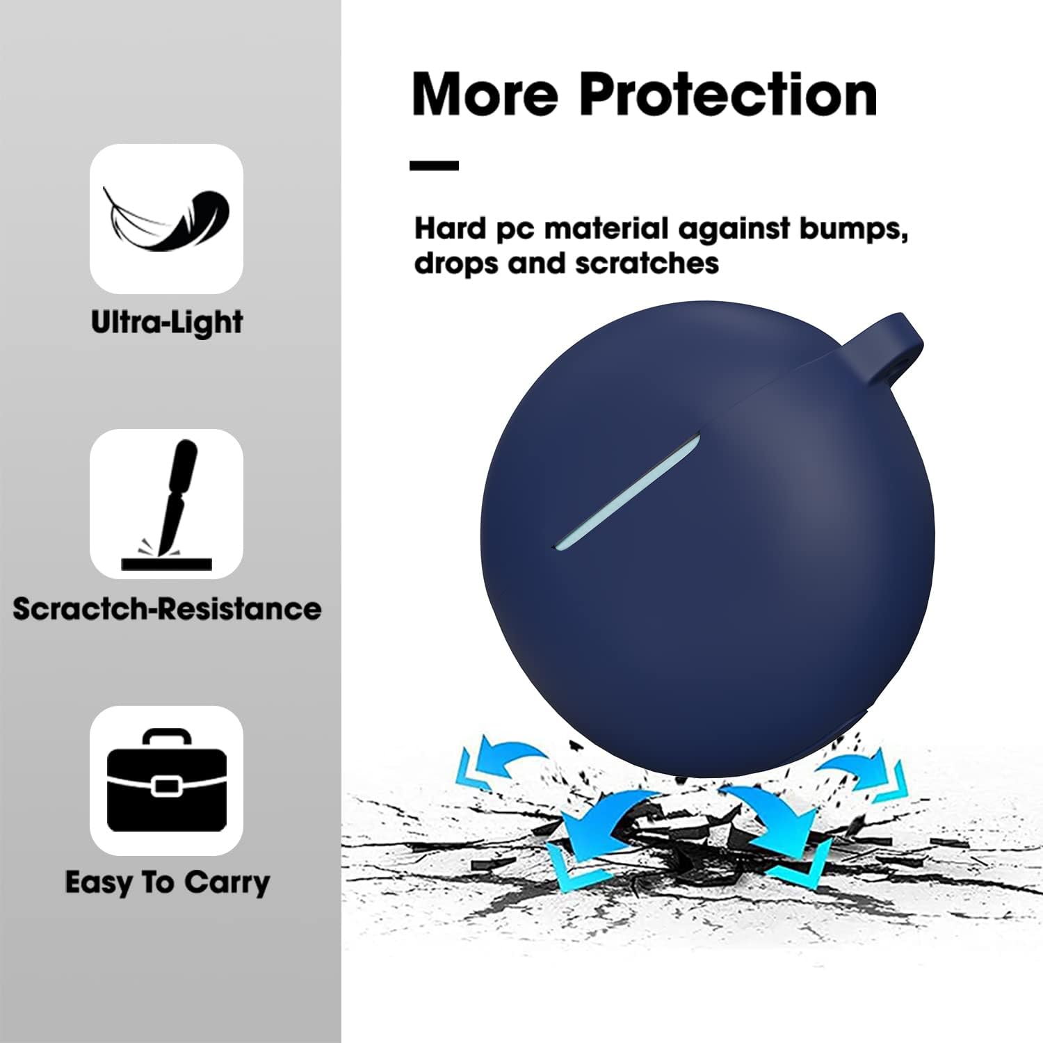 Sounce Portable Silicone Case Cover Scratch-Resistant, Non-Slip Grip, Carabiner Clip Compatible with Keychain for Oppo Enco Buds 2 Full Protection Shockproof Case Cover Anti Fall Anti Dust (Blue)