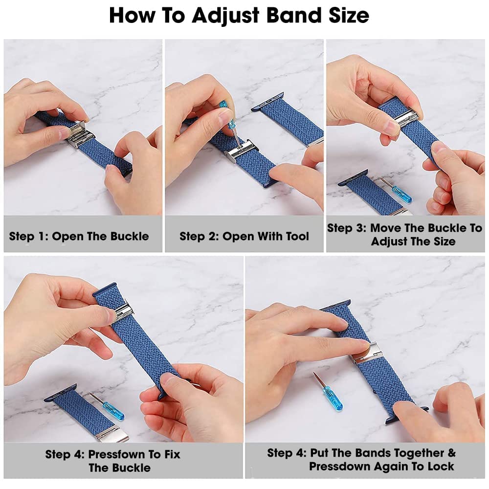 Sounce Compatible with Watch Bands 42mm 44mm 45mm 49mm, Watch Bands for Women Men, Adjustable Braided Solo Loop with Buckle Elastic Sport Bands for Watch SE Series 7/6/5/4/3/2/1