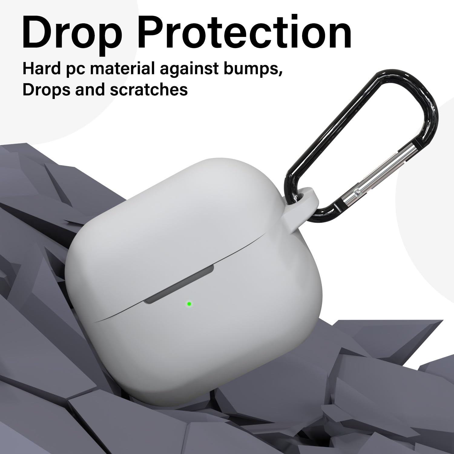 Sounce Earphone Case Cover for Samsung Galaxy Buds 3 Pro and Galaxy Buds 3 TWS Soft Silicone Skin Case Cover Shock Absorbing Protective Case with Keychain [Front LED Visible] - Grey