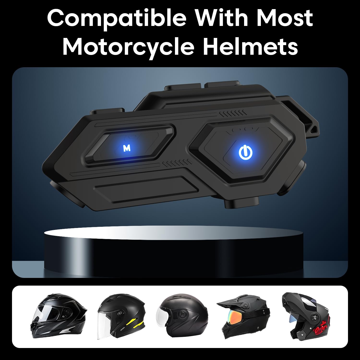 Sounce C8 Motorcycle Bluetooth Helmet Headset – Wireless Dual Earphone