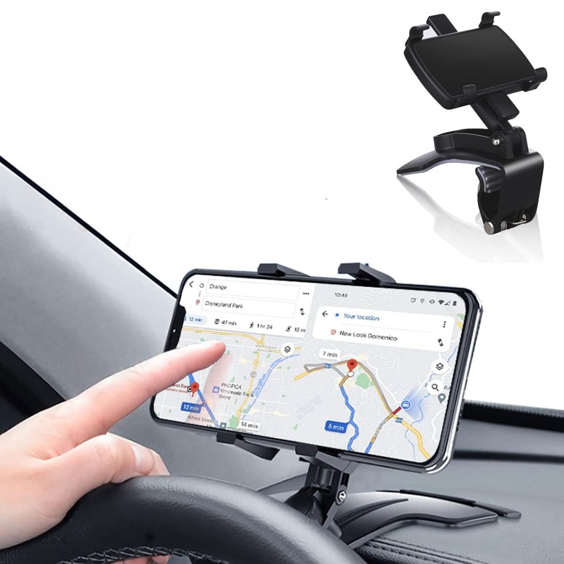 Sounce 360 Rotatable Car Mobile Holder for Dashboard Anti Slip Multifunctional Car Rearview Mirror Phone Holder 360 Degree Car Phone Mount for All Mobile Phones Size Up to 6.5 Inch Black