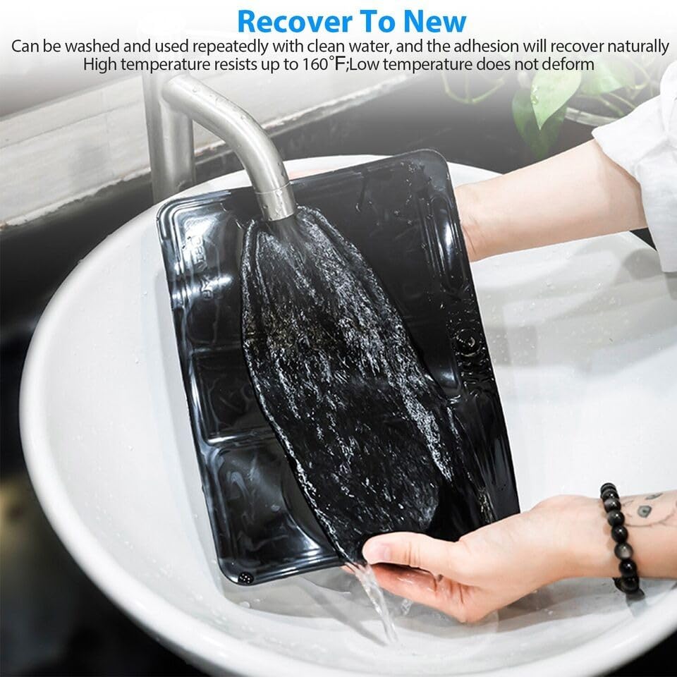 Sounce Anti-Slip Car Dashboard Mat with Phone Holder & Aromatherapy - Universal Non Slip Sticky Rubber Pad with 2 Aroma Sticks & Radium Night Glow for Smartphone, GPS Navigation- Black