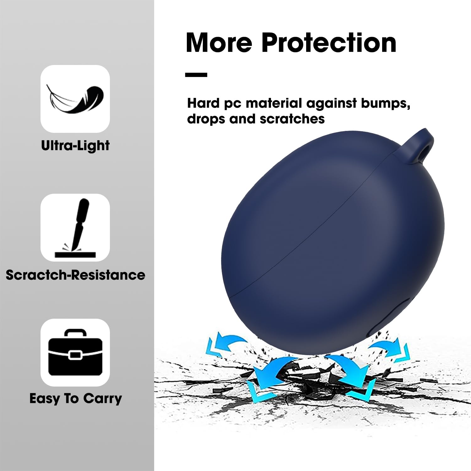 Sounce Earphone Case Cover Compatible for Oppo Enco Air 2 Pro, Soft Silicone Skin Case Cover Shock-Absorbing Protective Case with Keychain [Front LED Visible] (Blue)
