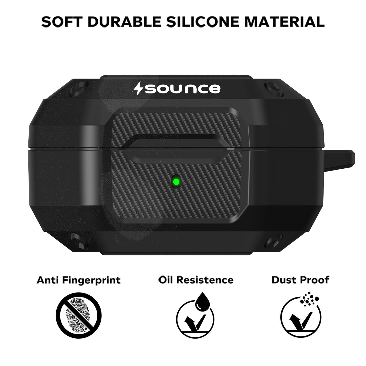 Sounce Tough Case Compatible with Samsung Galaxy Buds Live/Buds Pro/Buds 2 Pro Case with Carabiner, Rugged Protective Cover, Scratch Resistant, Drop Protection, Shock Armor Series - Armour