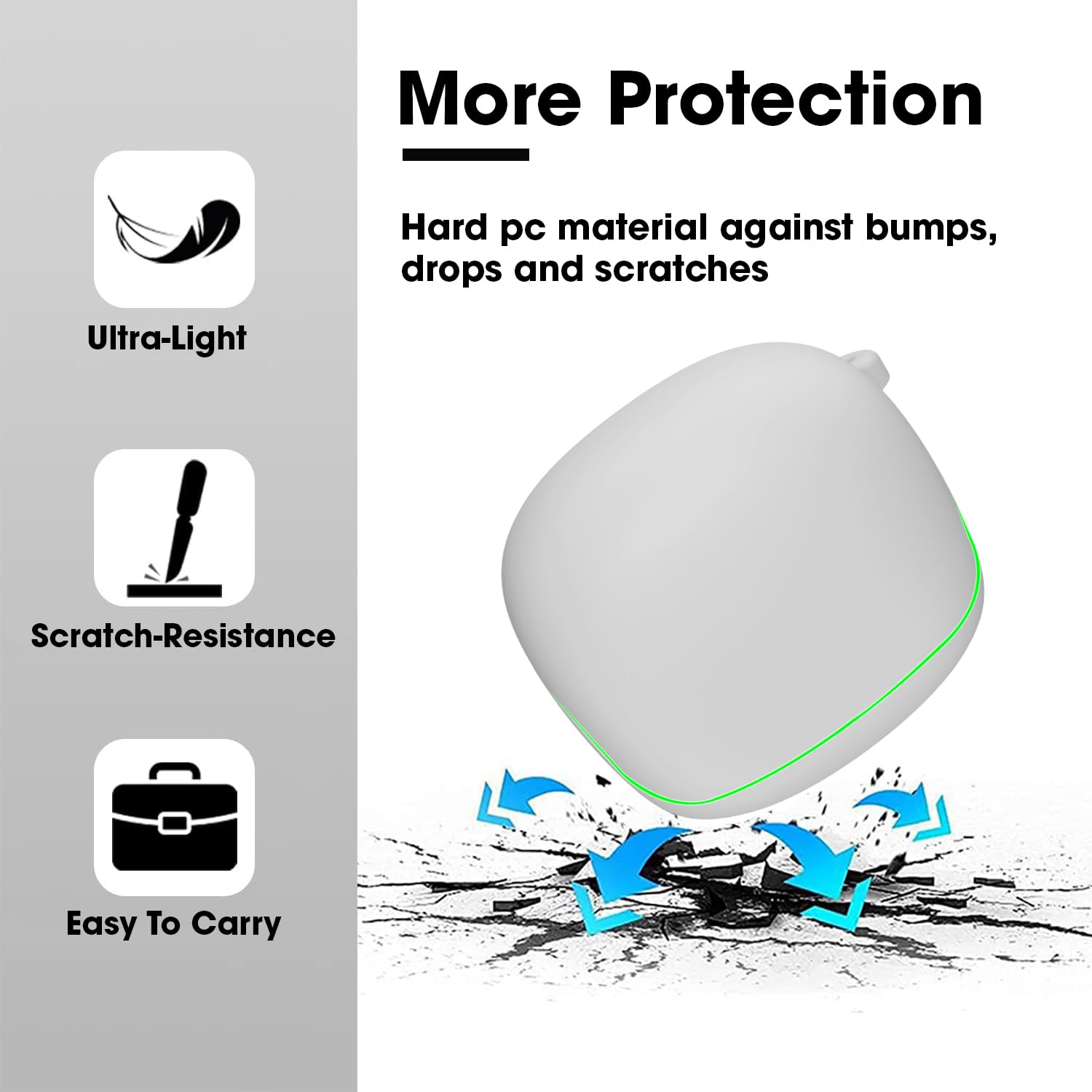 Sounce Earphone Case Cover for Boult Audio Z40 Gaming TWS Soft Silicone Skin Case Cover Shock Absorbing Protective Case with Keychain [Front LED Visible] - White