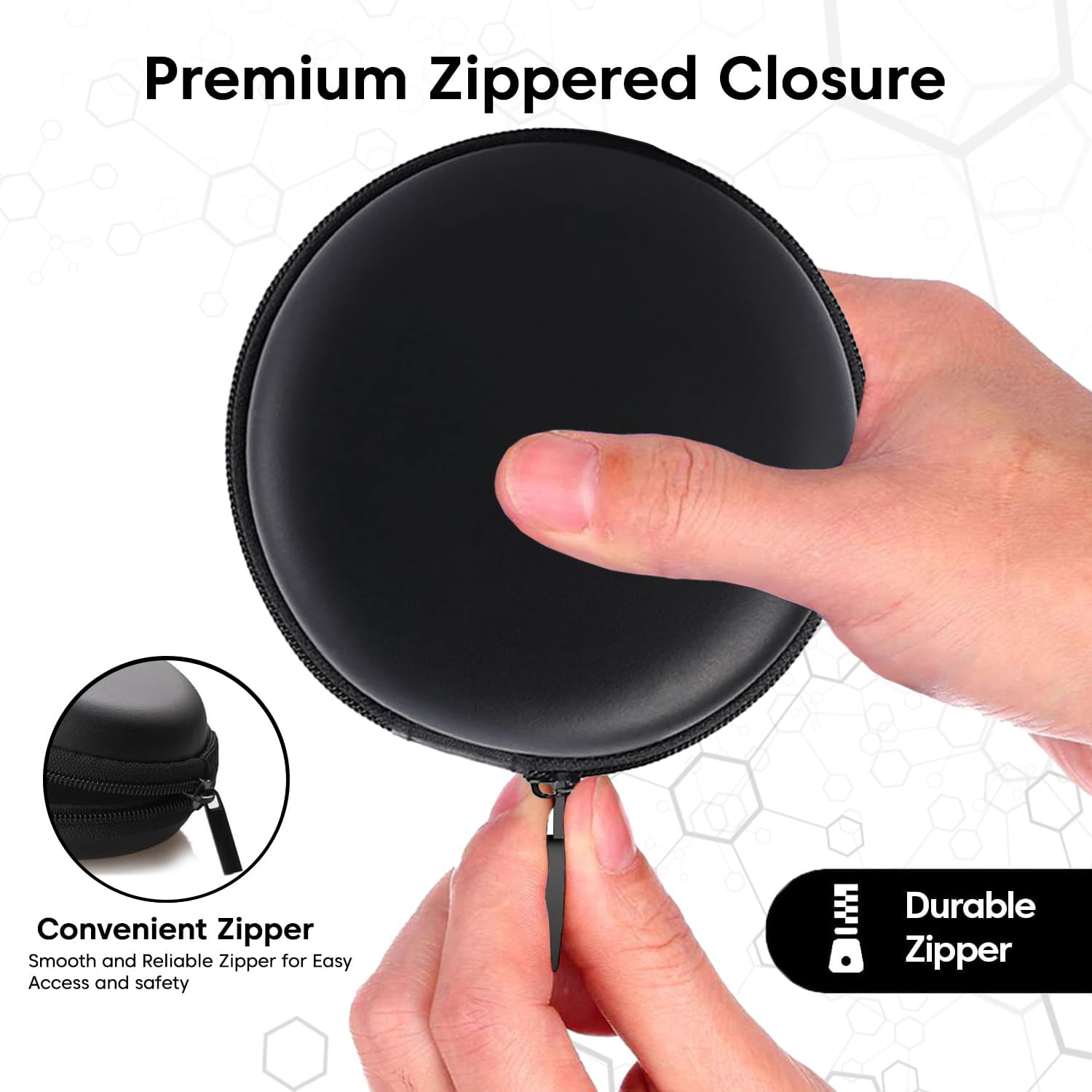 Sounce Multi-Functional Portable Hard Shell Carrying Case for Earphones, Headsets, Pen Drives, SD Cards & Mobile Accessories – Compact Travel Storage Pouch with Shockproof Protection – Black