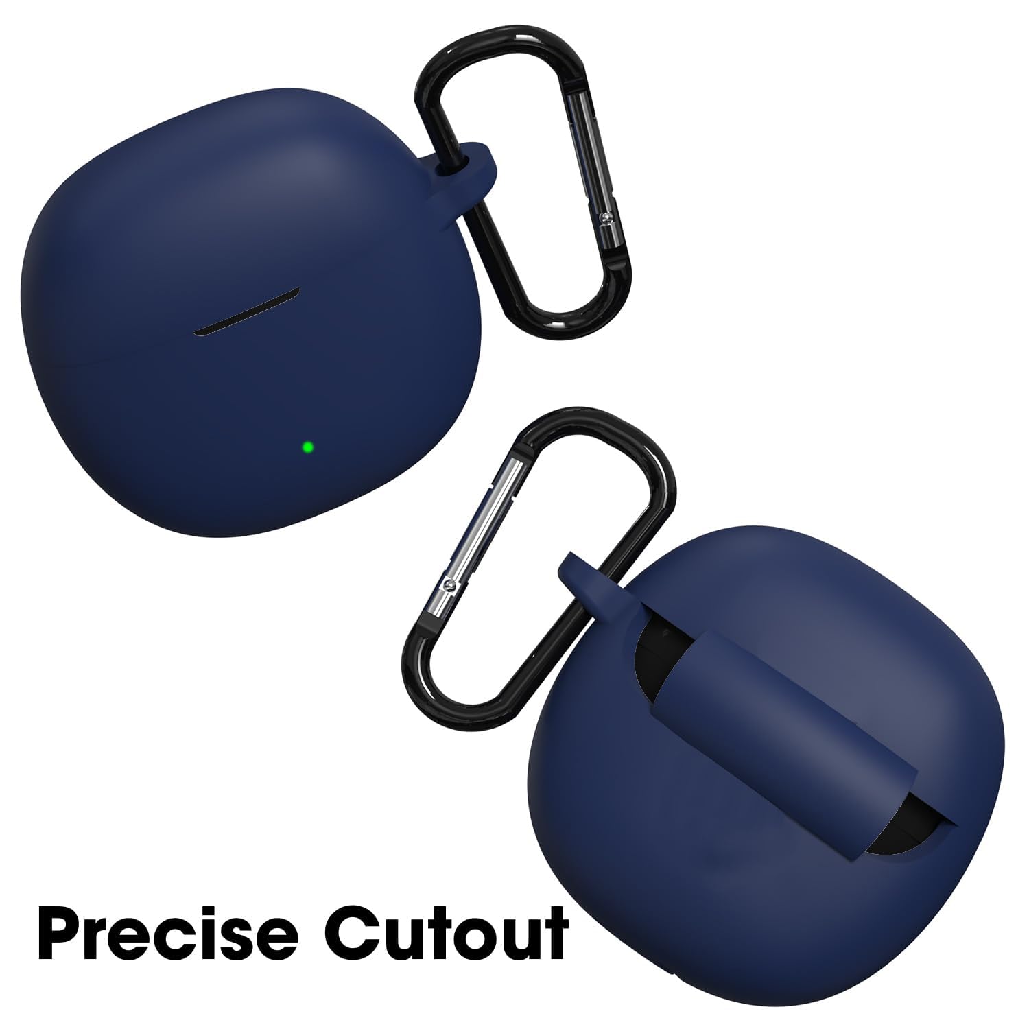 Sounce Portable Silicone Case Scratch-Resistant, 360® Full Protection, Carabiner Clip Compatible with Keychain for Boat Airdopes Atom 81 Full Protection Shockproof Cover Anti Fall Anti Dust (Blue)