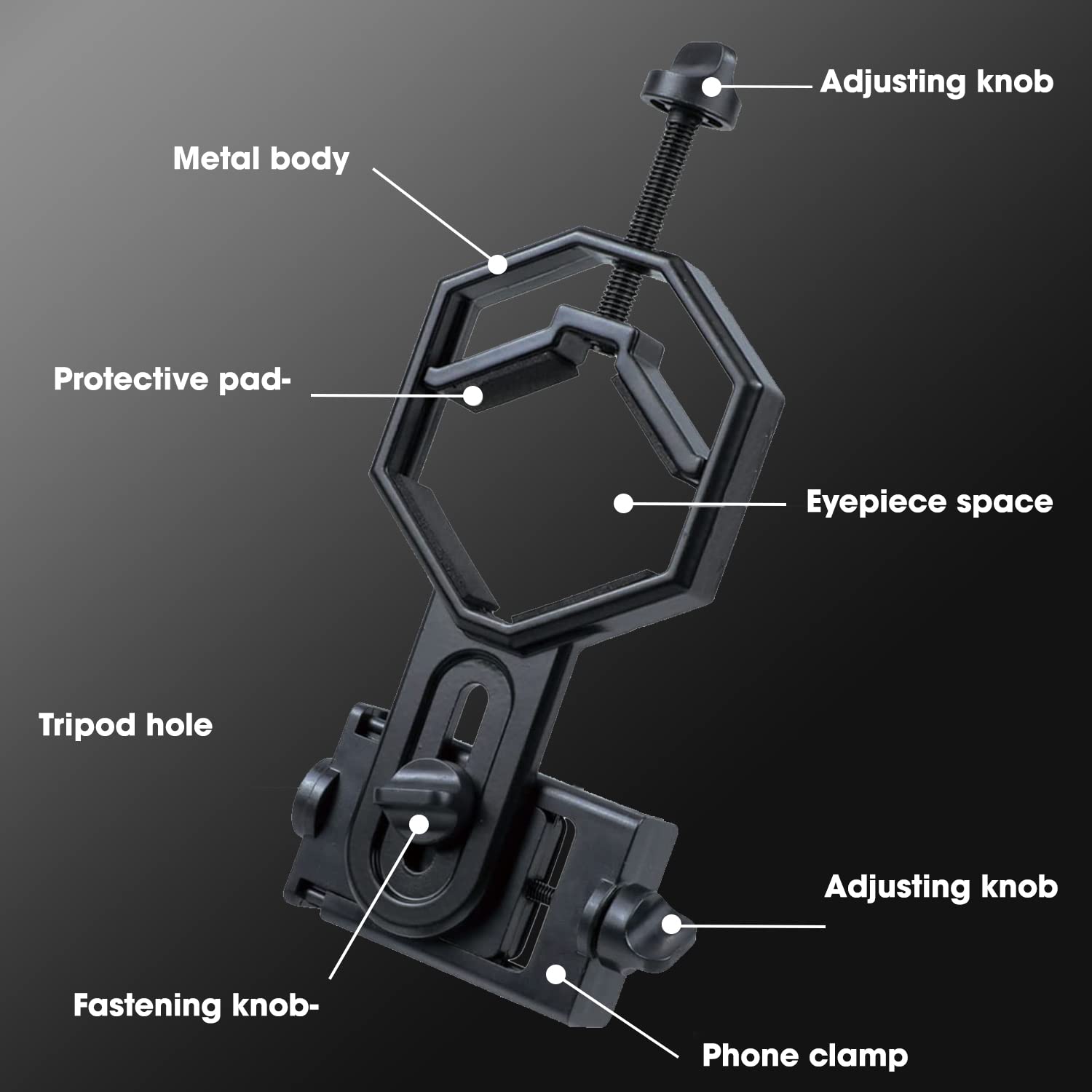 Sounce Telescope Phone Adapter, Universal Cell Phone Mount Compatible Binoculars, Monocular, Microscope, Spotting Scope, Telescope, Smartphone Holder Clip Bracket Fits Almost of Mobile Phones
