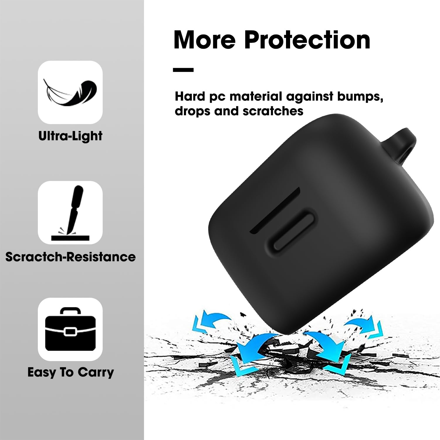 Sounce Earphone Case Cover Compatible for Boat Airdopes Fuel, Soft Silicone Skin Case Cover Shock-Absorbing Protective Case with Keychain [Front LED Visible](Black)