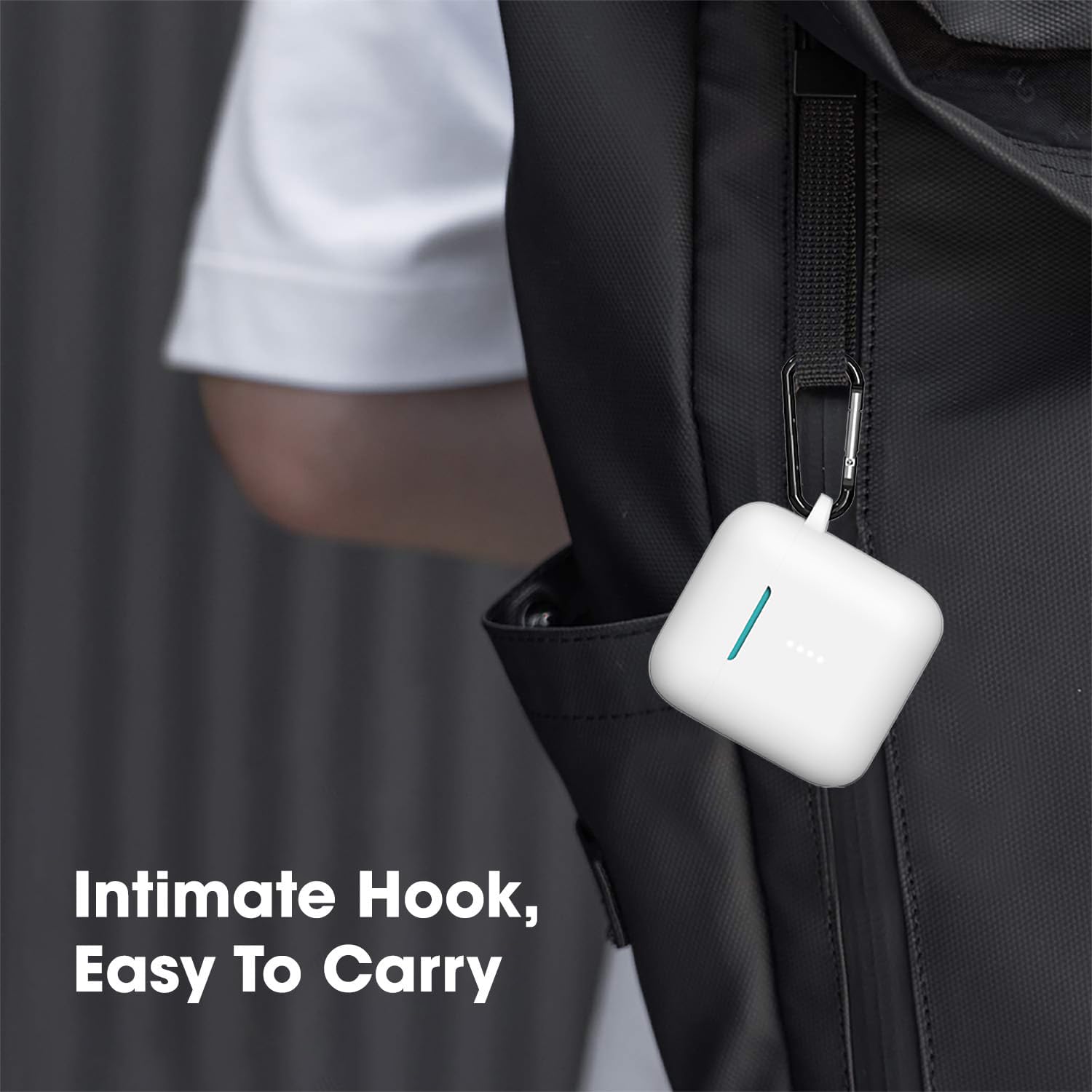 Sounce Earphone Case Cover Compatible with Boat Airdopes 141, Soft Silicone Skin Case Cover Shock-Absorbing Protective Case with Keychain [Front LED Visible] – White