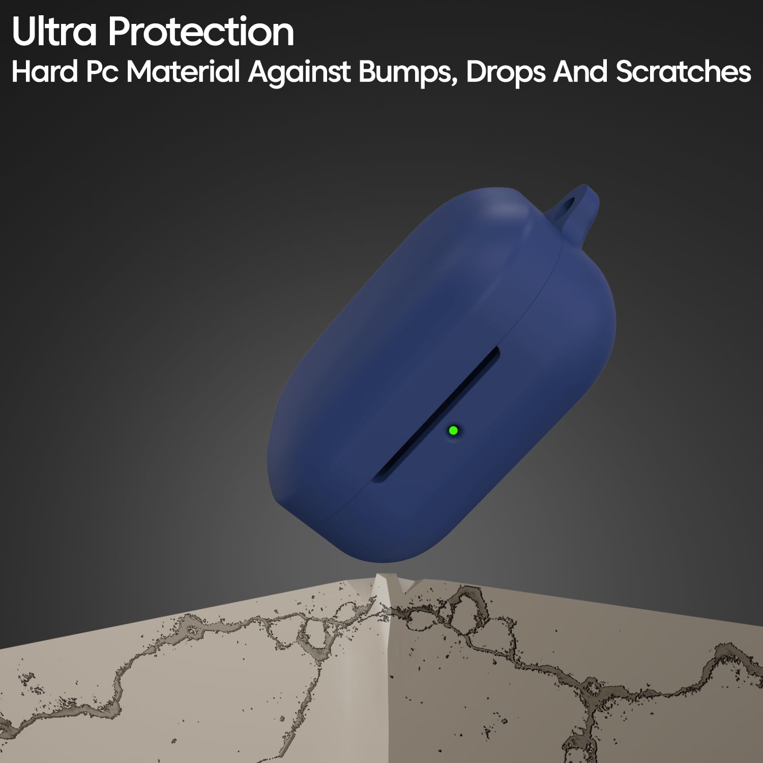 Sounce Silicone Case Cover for Noise Buds N1 Pro, Portable Non-Slip Grip & Scratch-Resistant Protector with Carabiner Clip Full Protection Water Resistant, Shockproof Cover - Blue