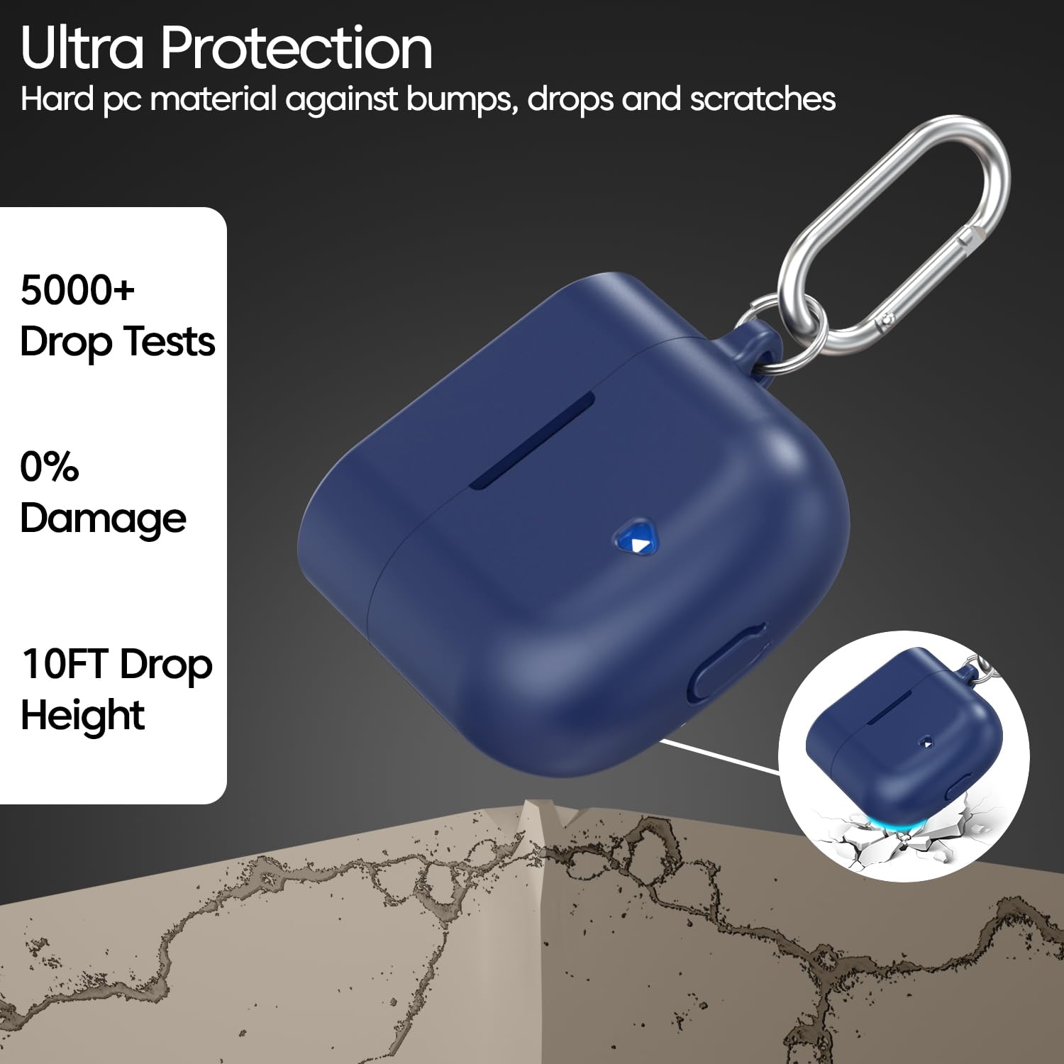 Sounce Silicone Case Cover for Boat Airdopes 91 Prime, Soft Protective Shockproof Shell with Anti-Loss Keychain Clip, Dustproof and Scratch-Resistant Design, Secure Fit with Protection – Blue