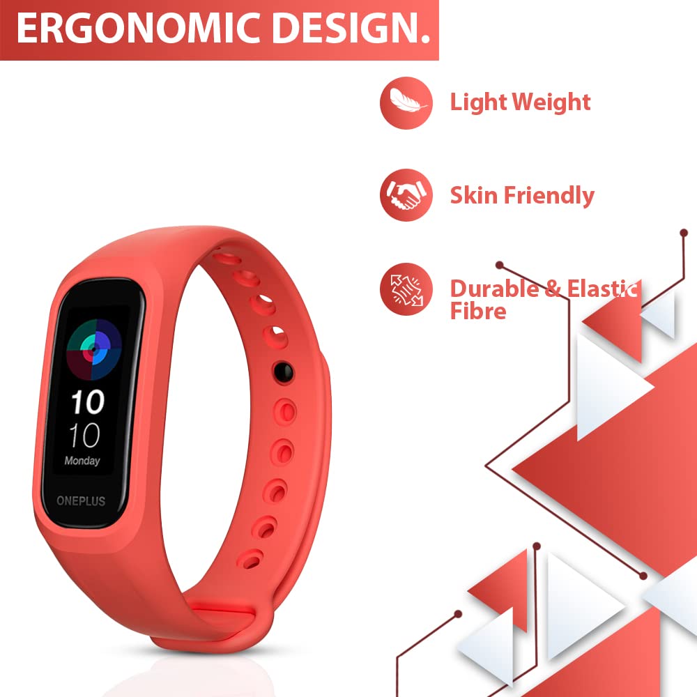 Sounce Red Adjustable Band Strap Compatible for Oneplus Smart Band & Oppo Smart Band (Red)