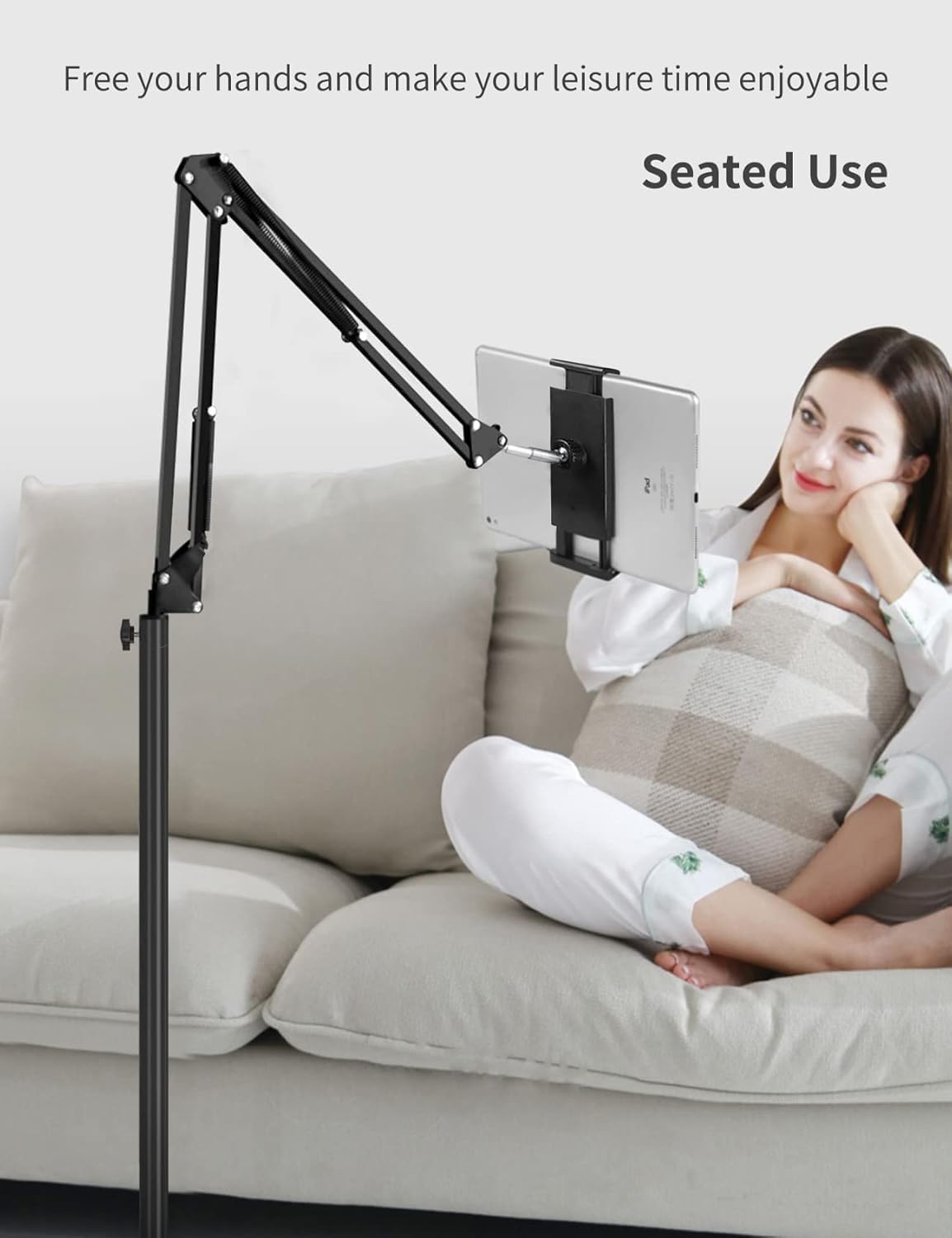 Sounce Adjustable Tripod Floor Stand for 4 to 11 Inch Mobiles & Tablets | Ideal for Overhead Video Recording, Watching Movies, Online Classes, Cooking, Work from Home Idea
