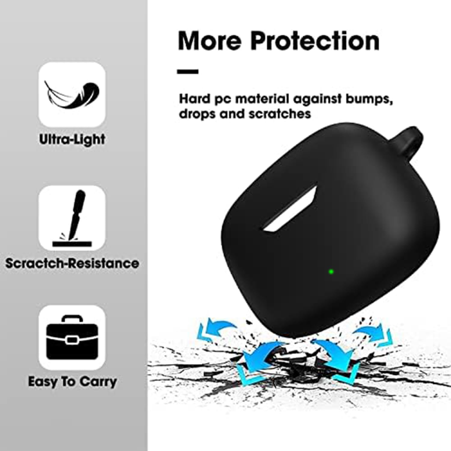 Sounce Portable Silicone Case Cover Scratch-Resistant, Non-Slip Grip, Carabiner Clip Compatible with Keychain for JBL Wave 200 Case Full Protection Shockproof Case Cover Anti Fall Anti Dust (Black)