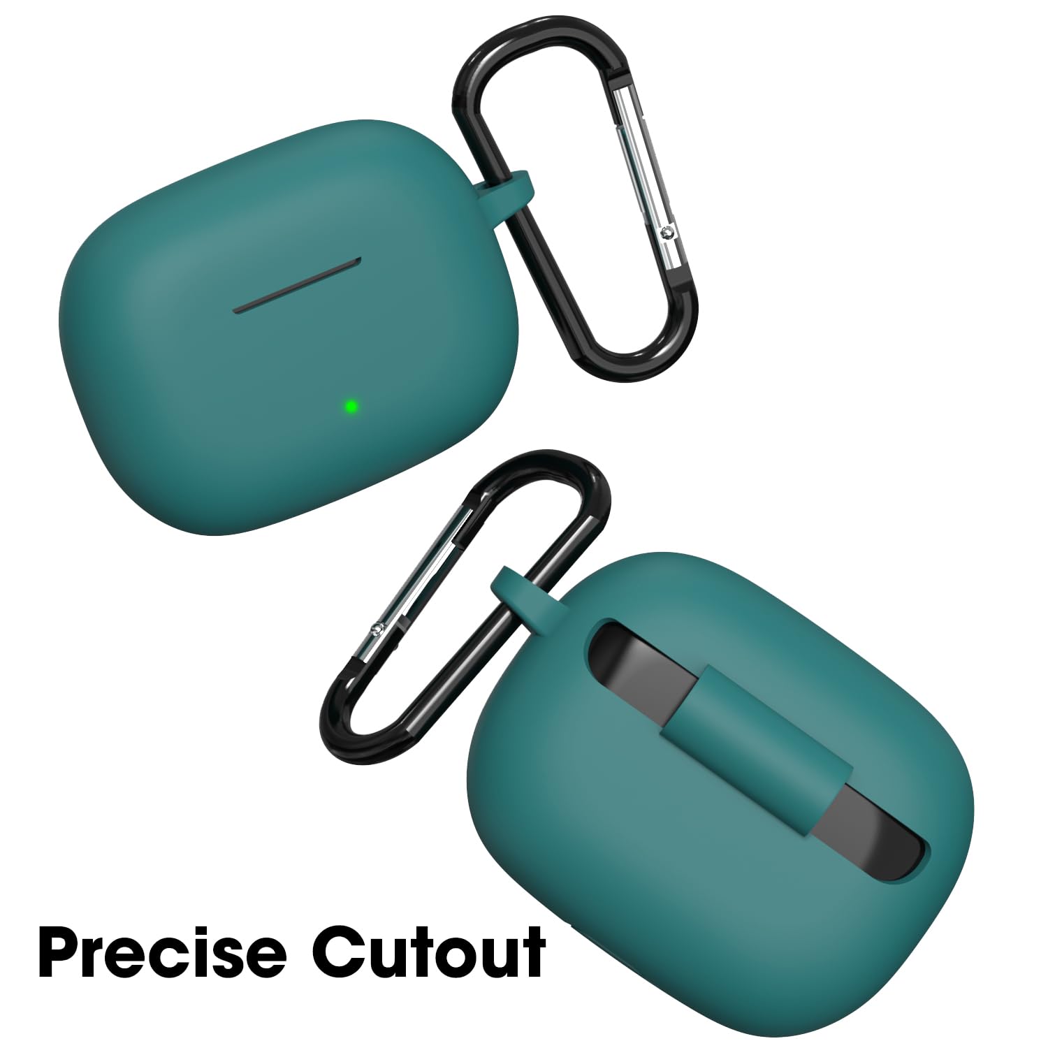 Sounce Earphone Case Cover Compatible for Realme Buds T300, Soft Silicone Skin Case Cover Shock-Absorbing Protective Case with Keychain [Front LED Visible](Green)