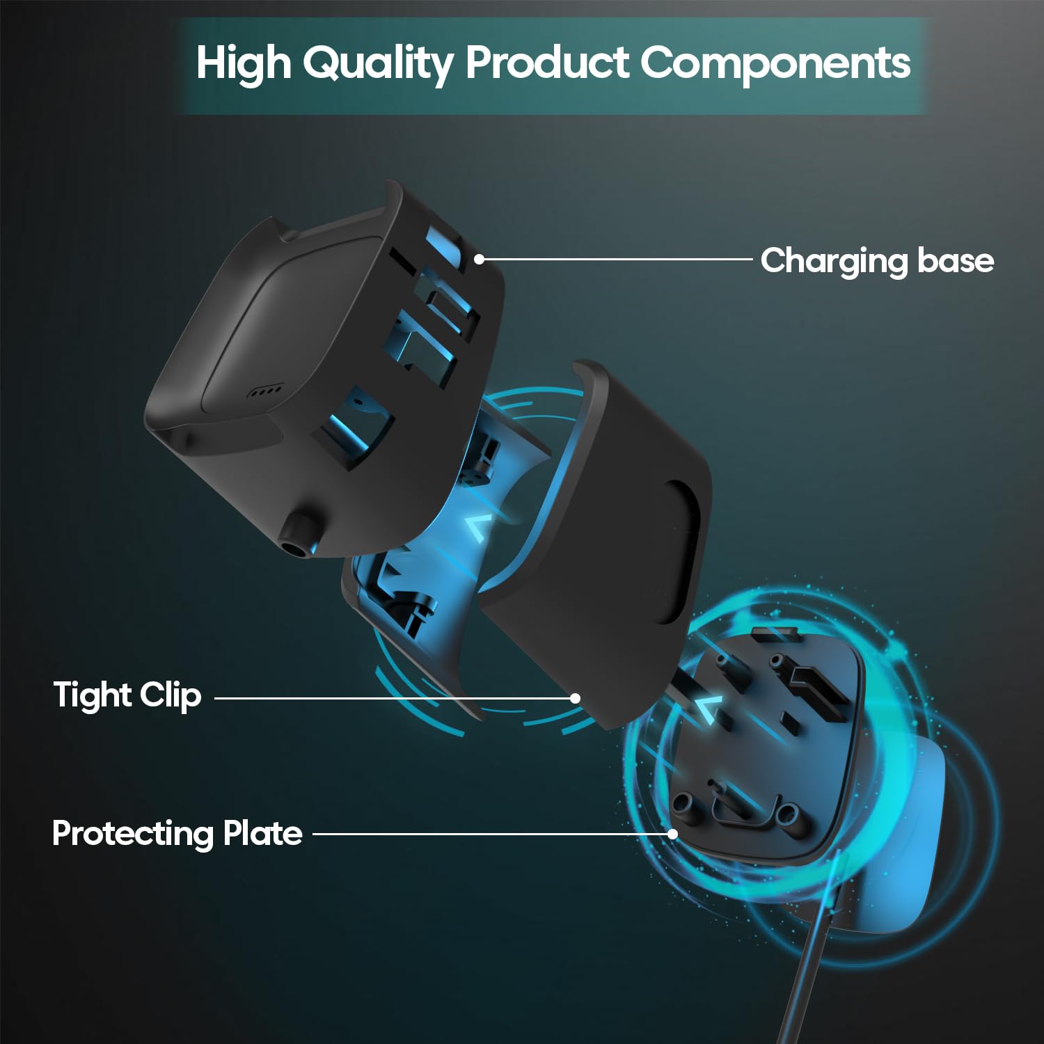 Sounce USB Charging Cable for Fitbit Versa Lite/Versa/Versa Special Edition, Replacement USB Charging Dock Station with 3.3ft Cable Cord for Versa Smartwatch (Black)