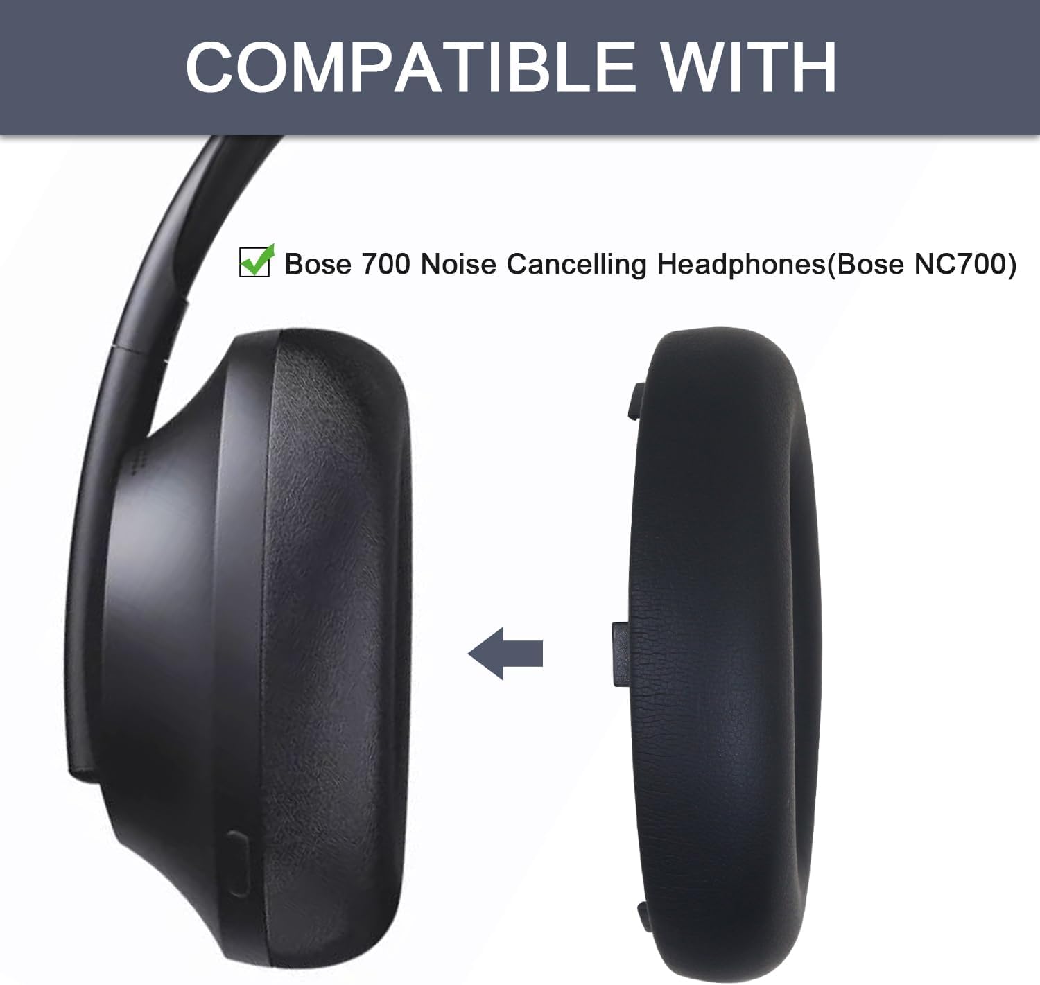 Sounce Replacement Earpads Cushions for Bose 700 (NC700) Headphones Ear Pads with Softer Leather Earmuffs High-Density Noise Cancelling Memory Foam - Black
