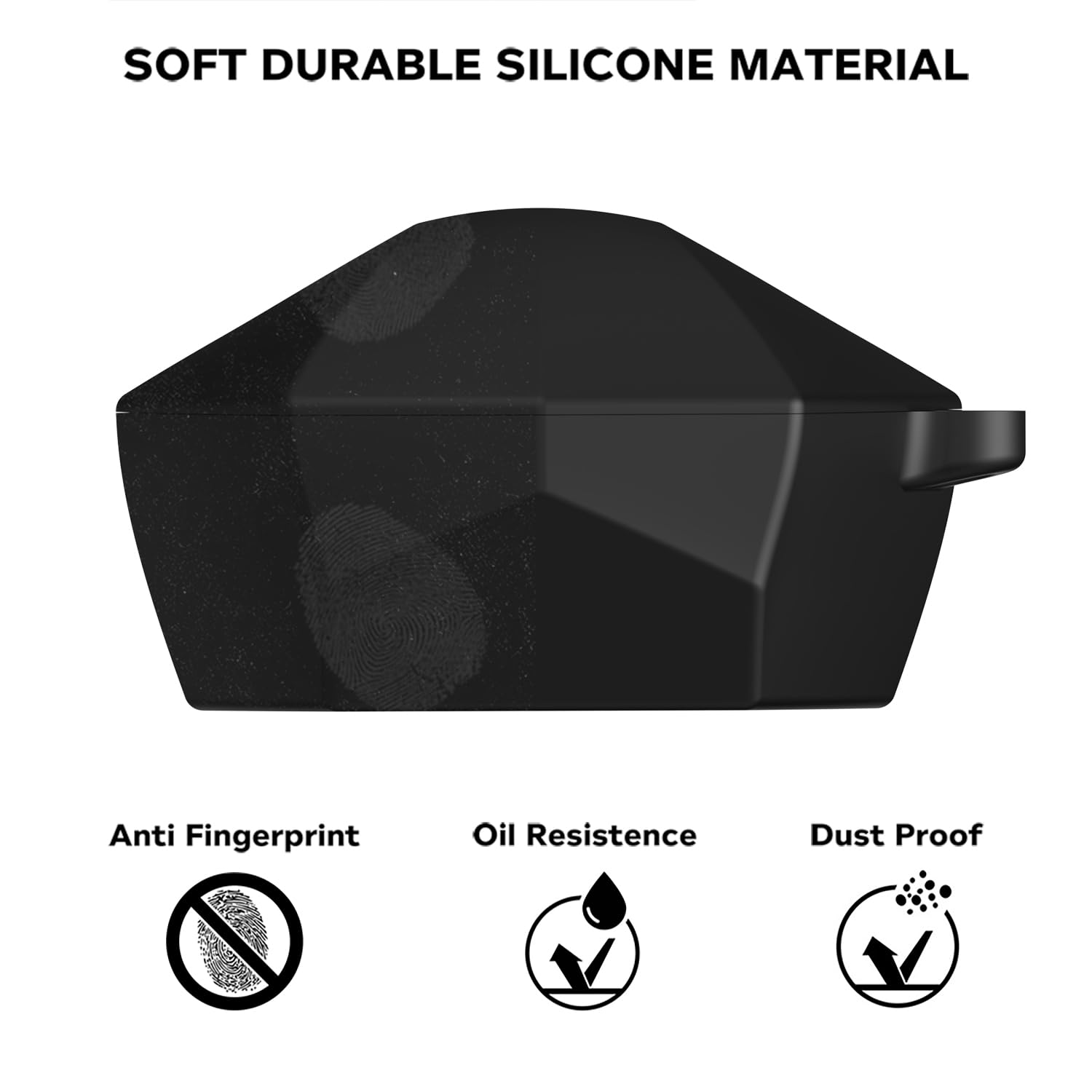 Sounce Earphone Case Cover Compatible for Boat Immortal 121, Soft Silicone Skin Case Cover Shock-Absorbing Protective Case with Keychain [Front LED Visible] (Black)