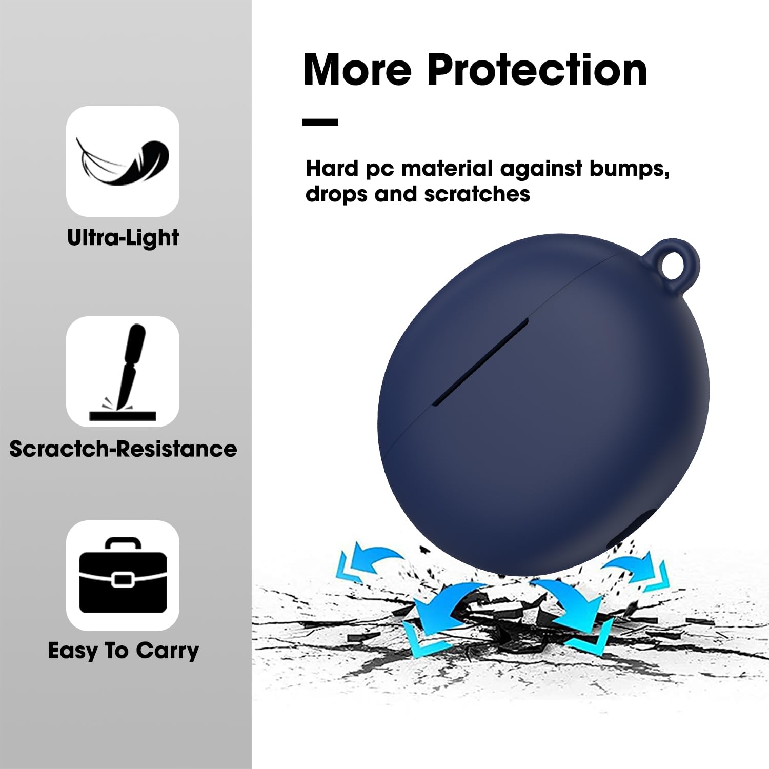 Sounce Earphone Case Cover Compatible for Redmi Buds 4 Active, Soft Silicone Skin Case Cover Shock-Absorbing Protective Case with Keychain [Front LED Visible] (Blue)