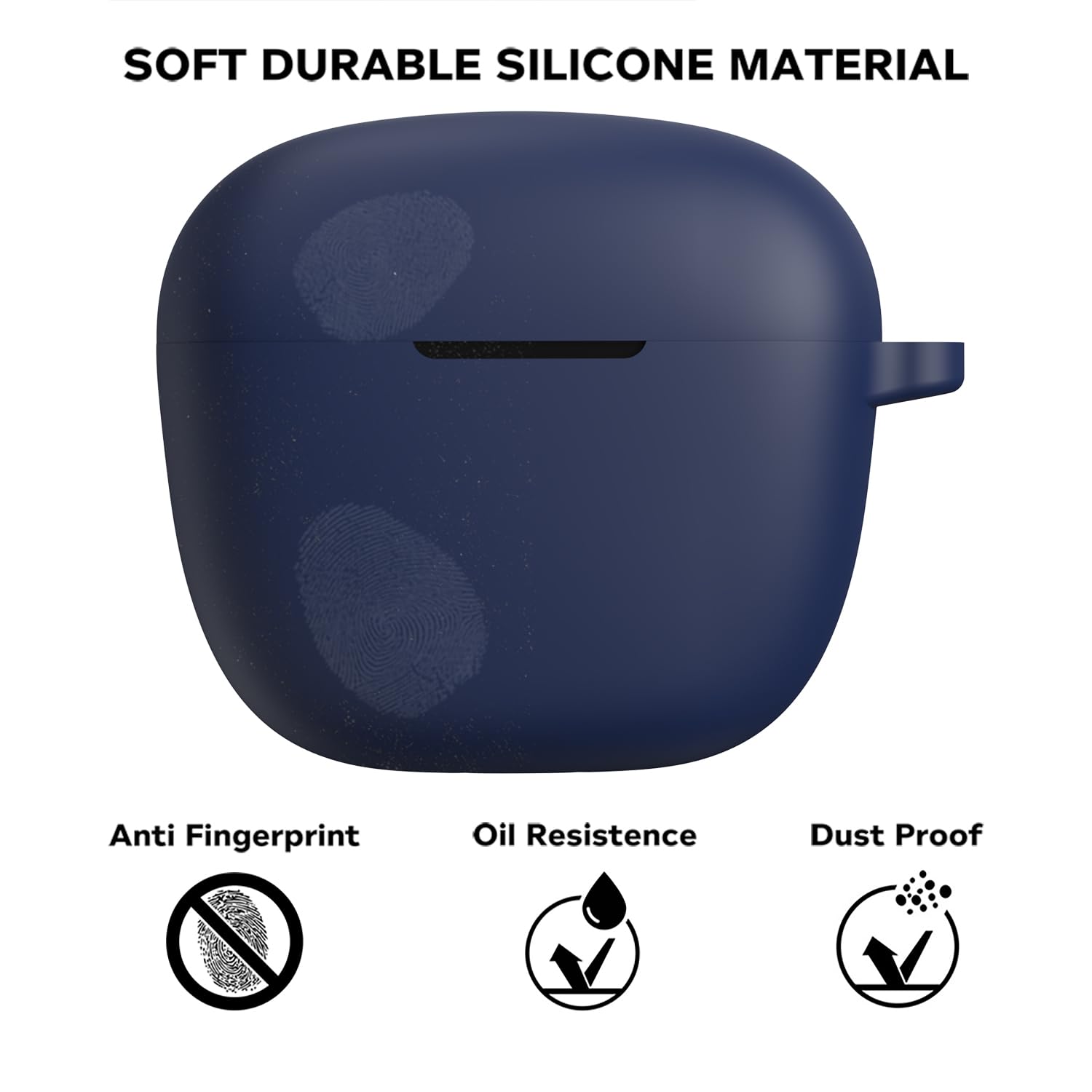 Sounce Earphone Case Cover Compatible for Boat Airdopes 113, Soft Silicone Skin Case Cover Shock-Absorbing Protective Case with Keychain [Front LED Visible](Blue)