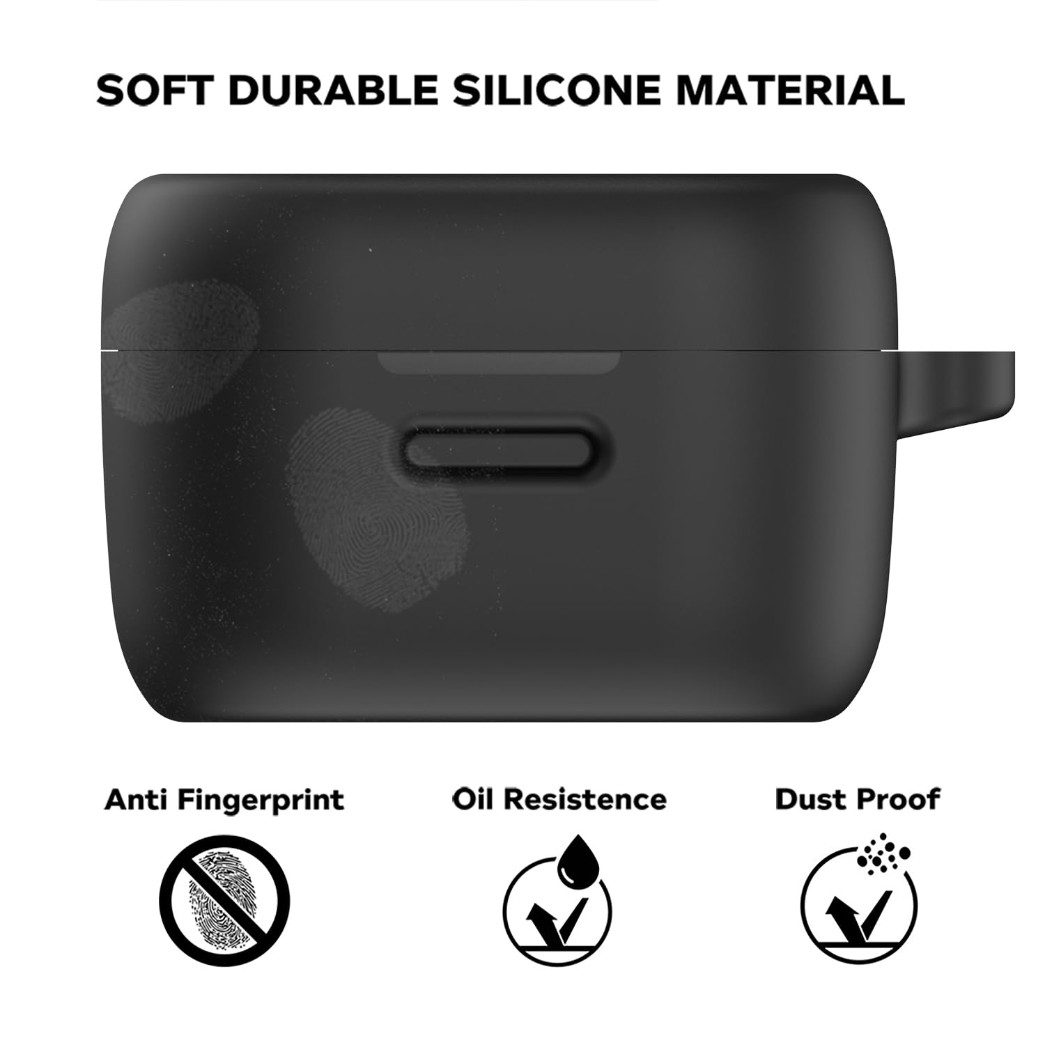 Sounce Earphone Case Cover Compatible for Boat Airdopes Fuel, Soft Silicone Skin Case Cover Shock-Absorbing Protective Case with Keychain [Front LED Visible](Black)