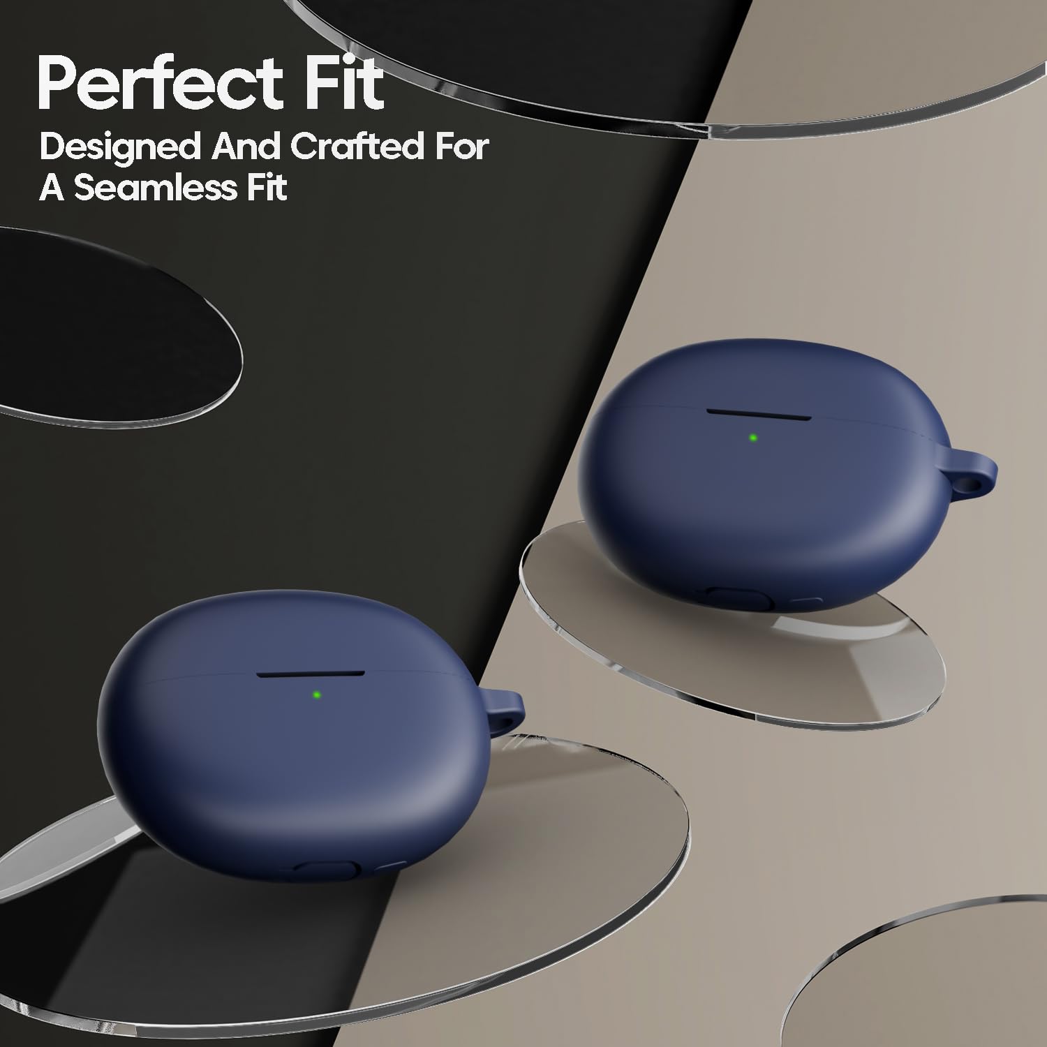 Sounce Silicone Case Cover for Realme Buds Air 6 Pro, Portable Non-Slip Grip & Scratch-Resistant Protector with Carabiner Clip Full Protection Water Resistant, Shockproof Cover - Blue