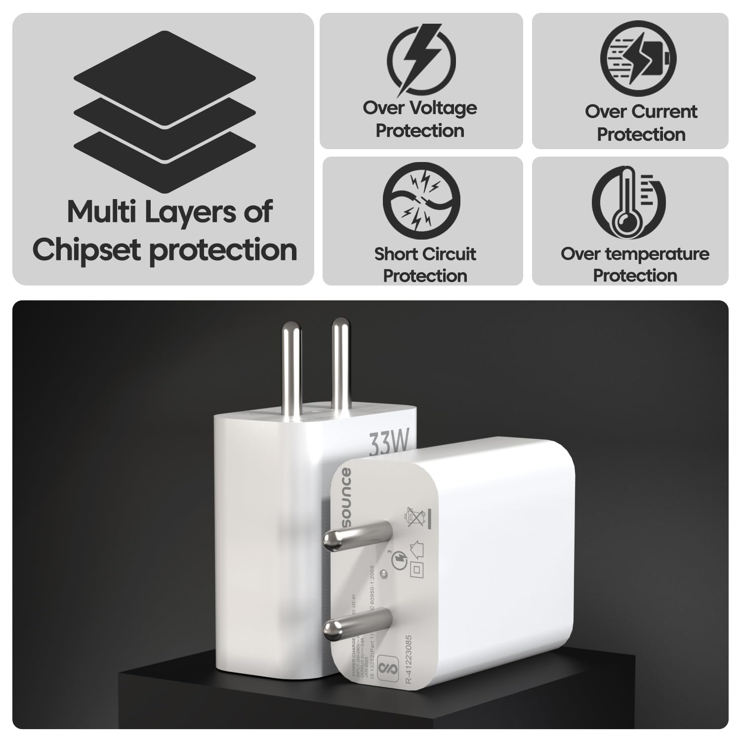 33W USB Type-C Fast Charger with Cable – Compatible with Mi, Redmi, Poco & Power Banks