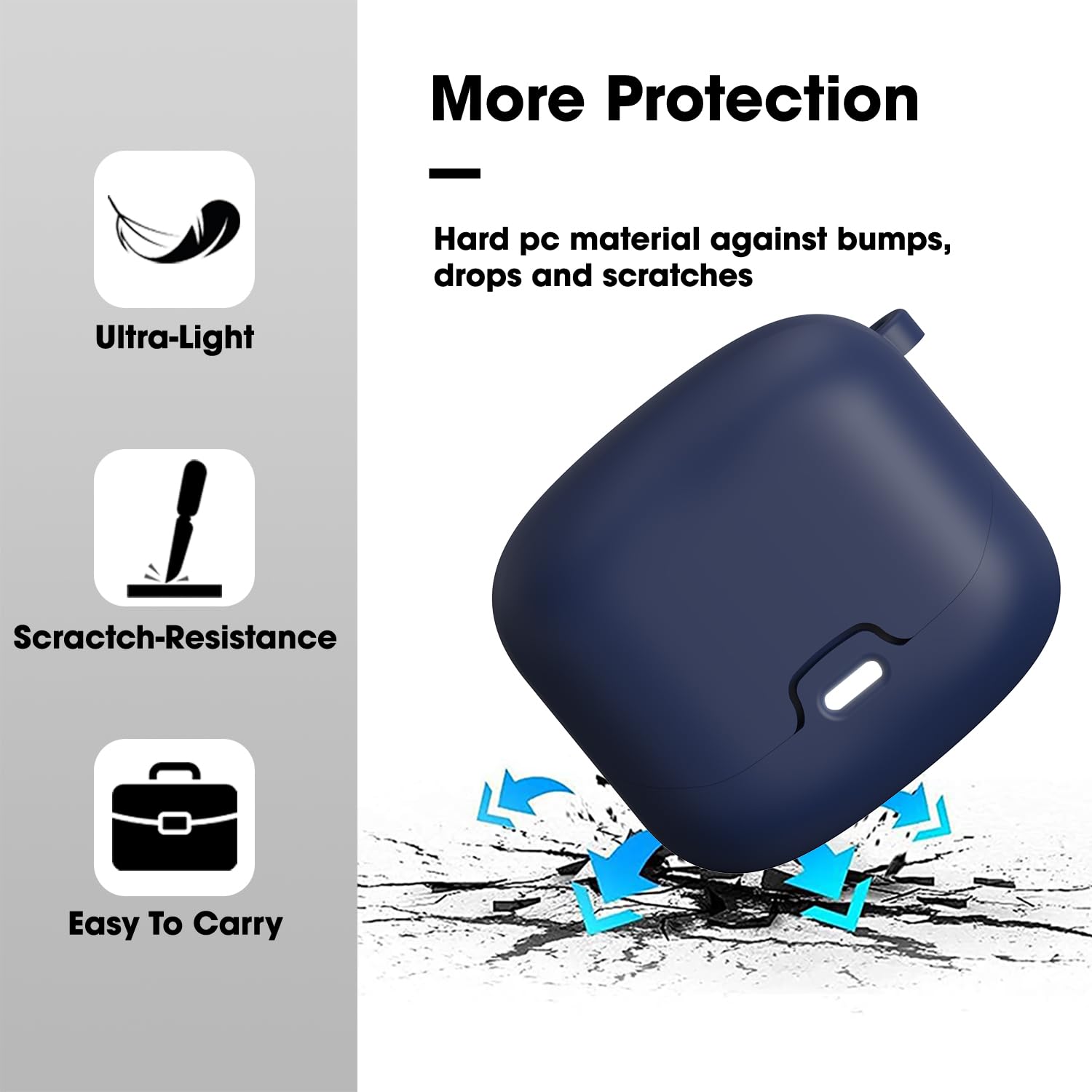 Sounce Earphone Case Cover Compatible for Boult Audio Z40, Soft Silicone Skin Case Cover Shock-Absorbing Protective Case with Keychain [Front LED Visible] (Blue)
