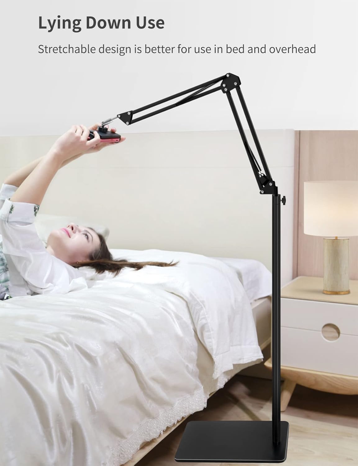 Sounce Adjustable Tripod Floor Stand for 4 to 11 Inch Mobiles & Tablets | Ideal for Overhead Video Recording, Watching Movies, Online Classes, Cooking, Work from Home Idea