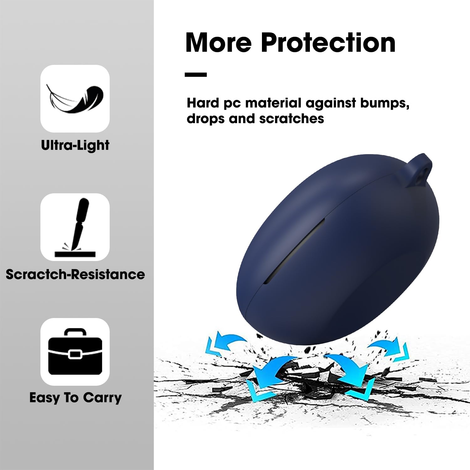 Sounce Portable Silicone Case Cover Scratch-Resistant, Non-Slip Grip, Carabiner Clip Compatible with Keychain for Boult Maverick Full Protection Water Resistant Shockproof Anti Fall, Anti Dust(Blue)