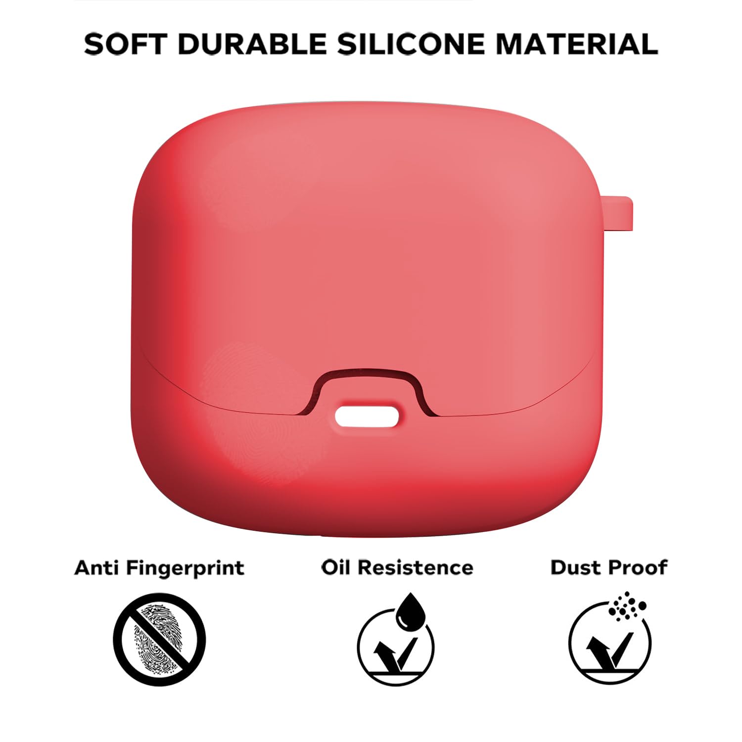 Sounce Earphone Case Cover Compatible for Boult Audio Z40, Soft Silicone Skin Case Cover Shock-Absorbing Protective Case with Keychain [Front LED Visible] (Red)