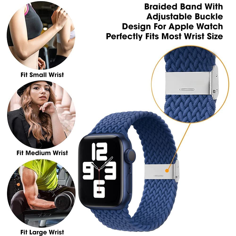 Sounce Compatible with Watch Bands 42mm 44mm 45mm 49mm, Watch Bands for Women Men, Adjustable Braided Solo Loop with Buckle Elastic Sport Bands for Watch SE Series 7/6/5/4/3/2/1